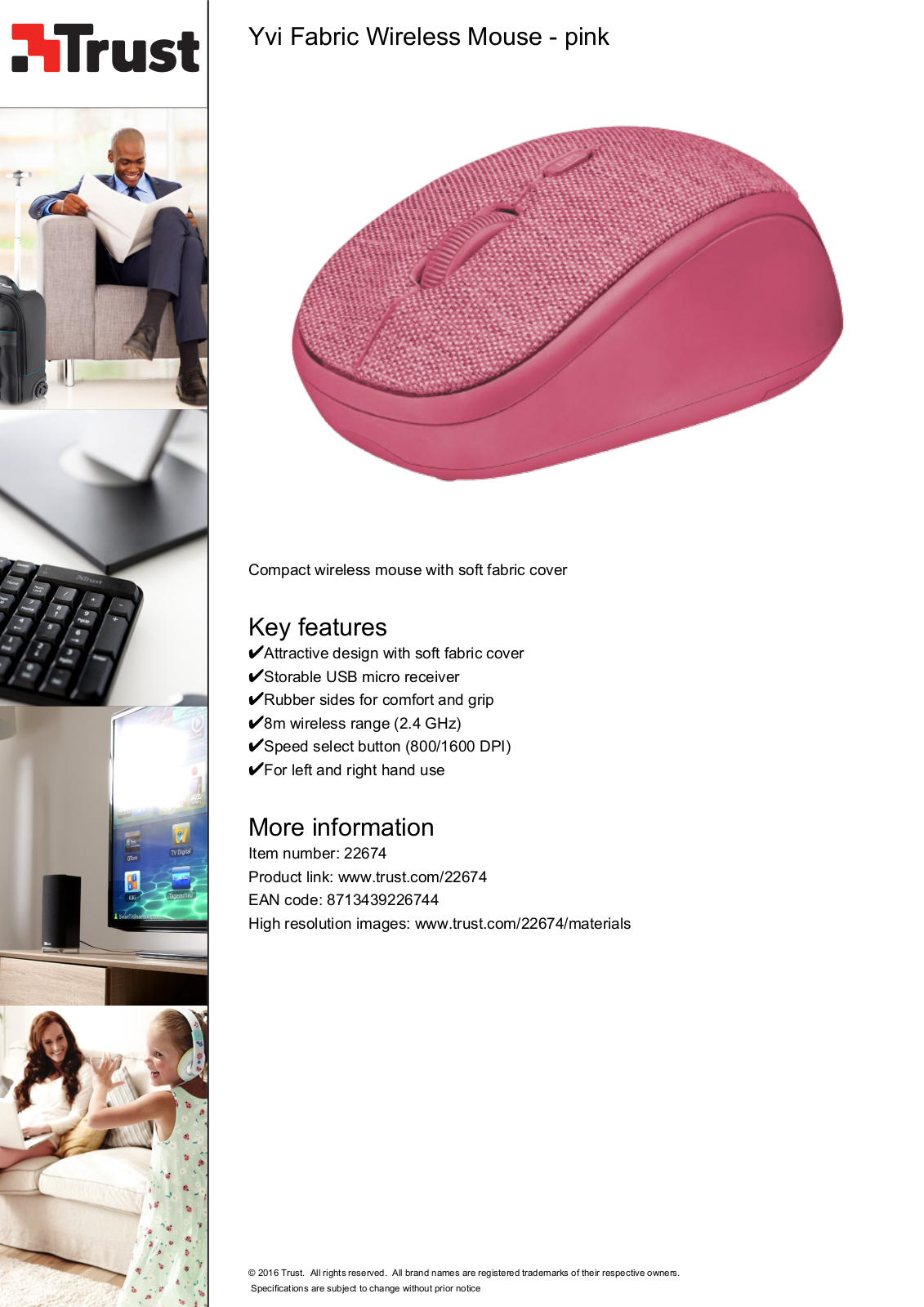 Trust Yvi Fabric Wireless Mouse User Manual