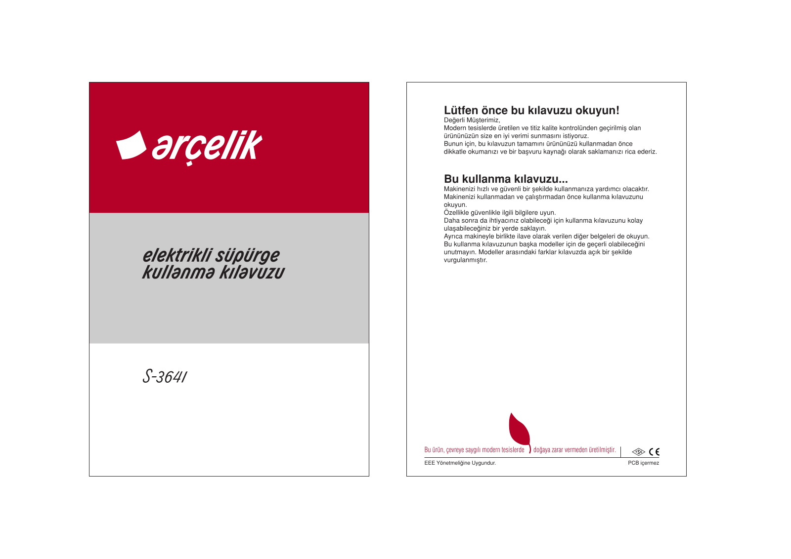 Arçelik S3641 User manual