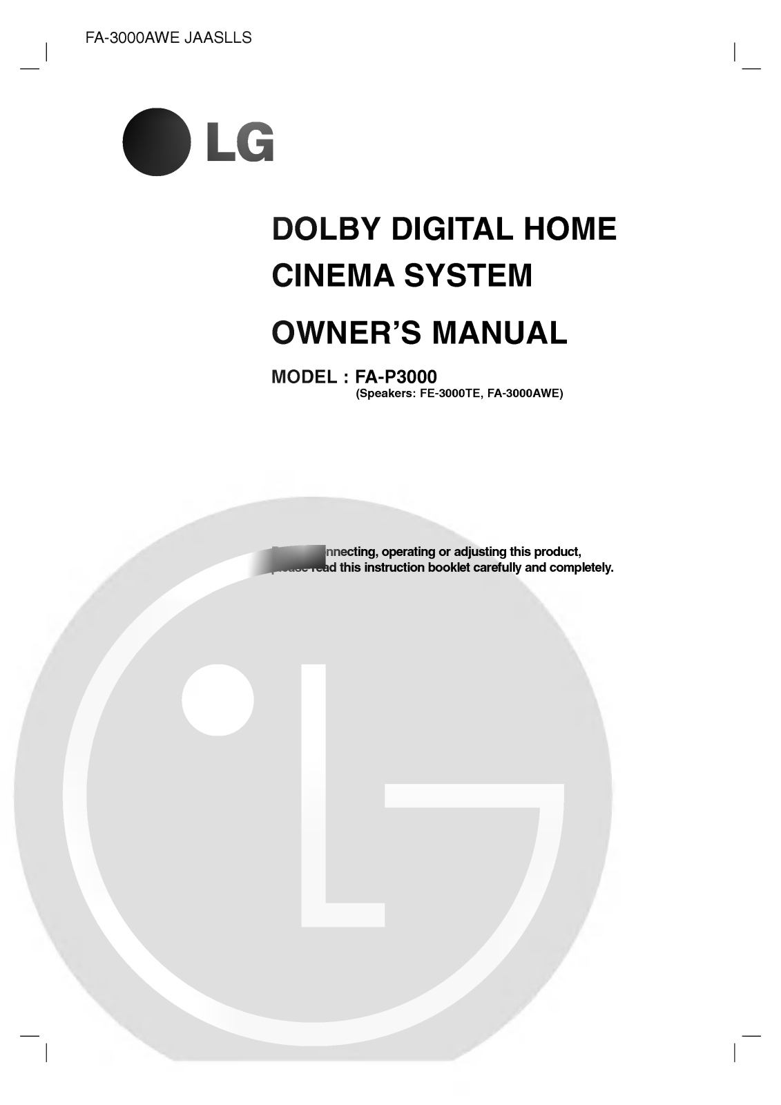 LG FA-3000AWE Owner’s Manual