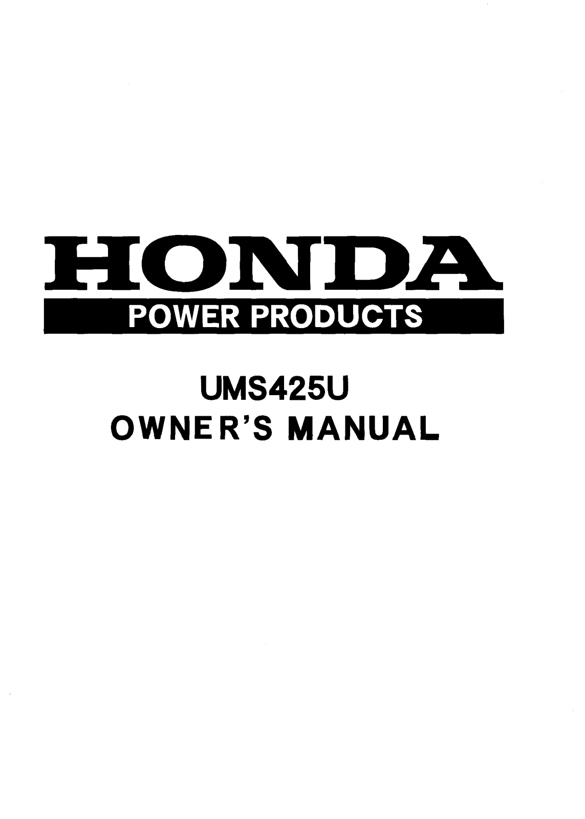 Honda UMS425U Owner's Manual