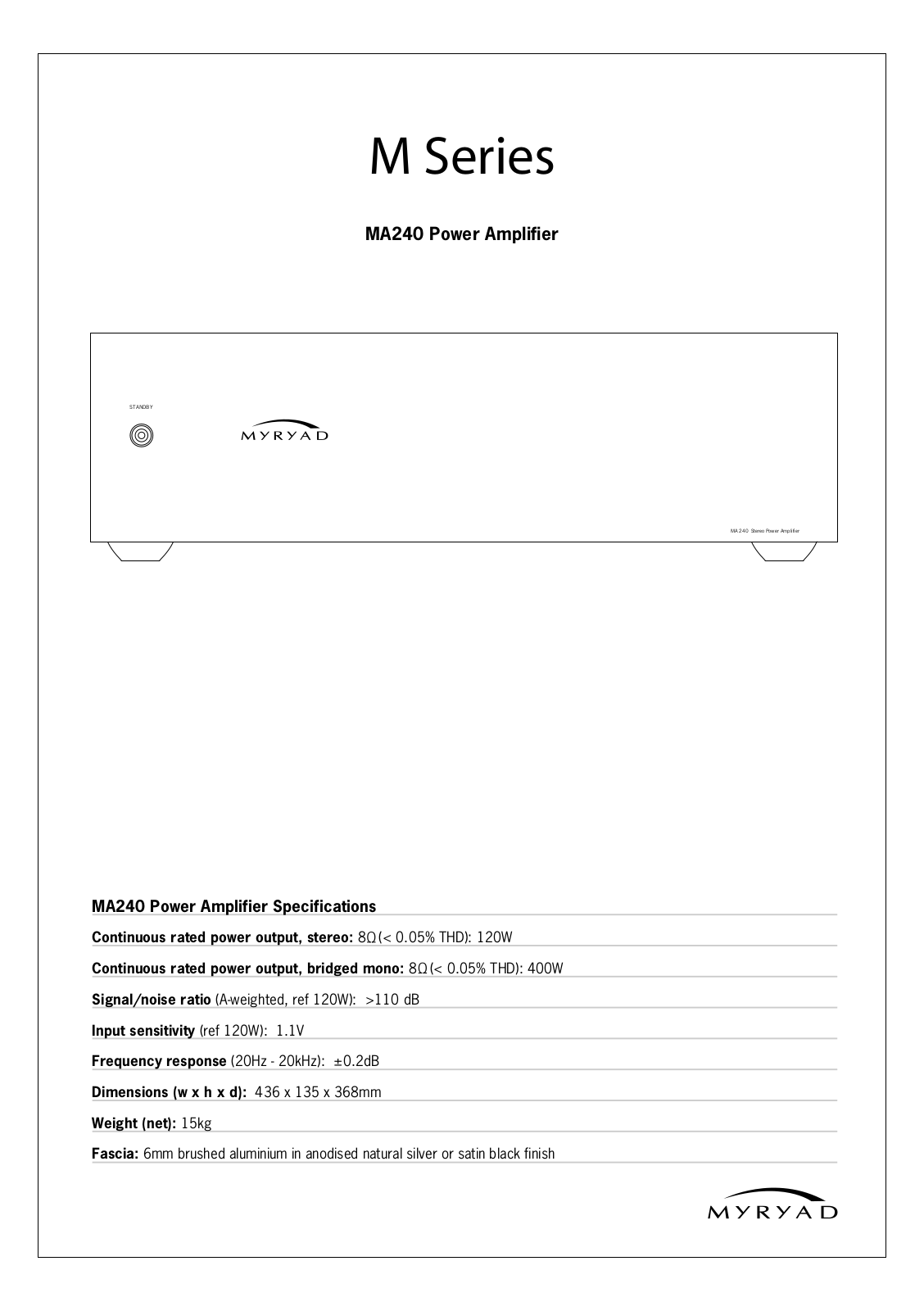 Myryad MA-240 Brochure