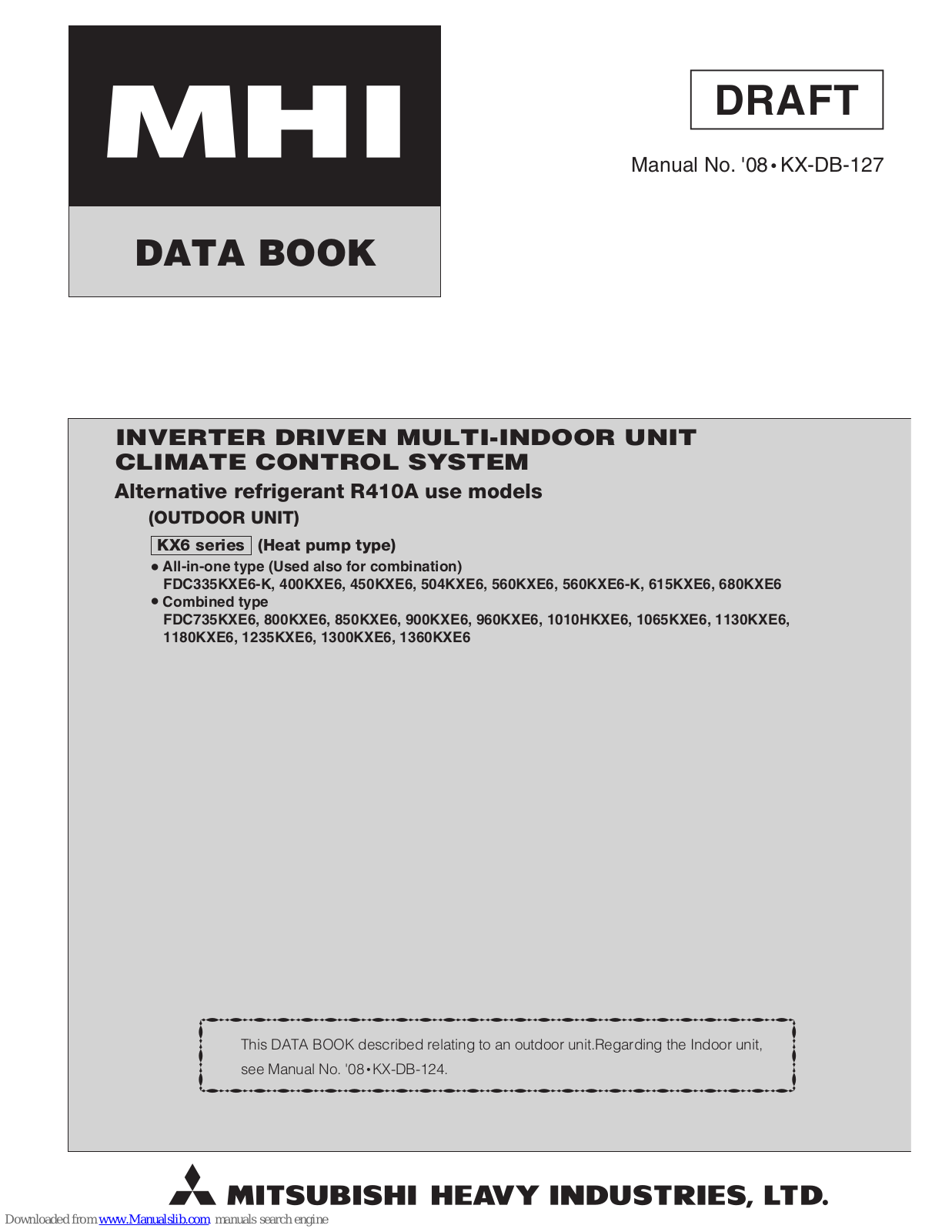 Mitsubishi Heavy Industries SC-SL1N-E, SC-SL2N-E, SC-SL3N-AE, SC-SL3N-BE, SC-WGWN-A User Manual