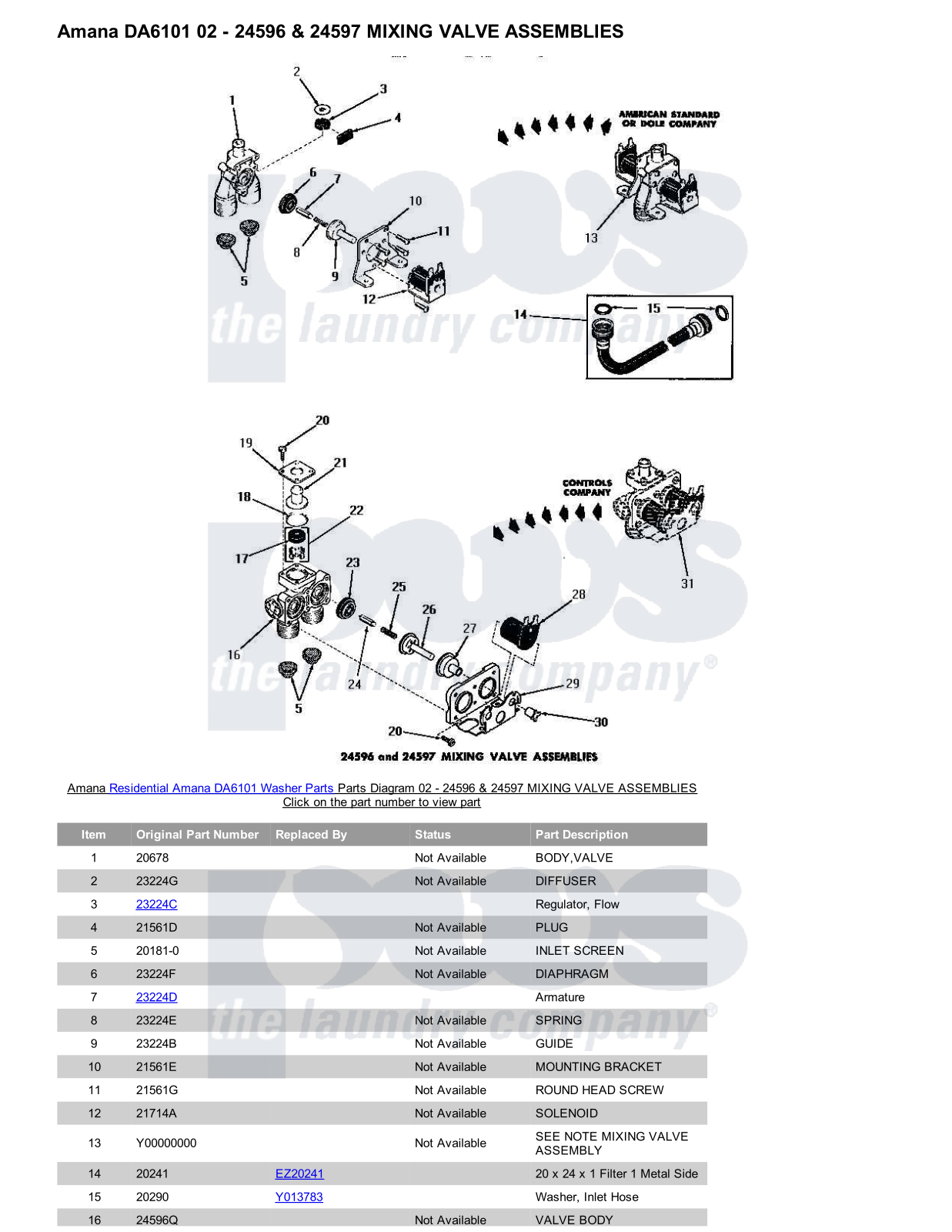 Amana DA6101 Parts Diagram