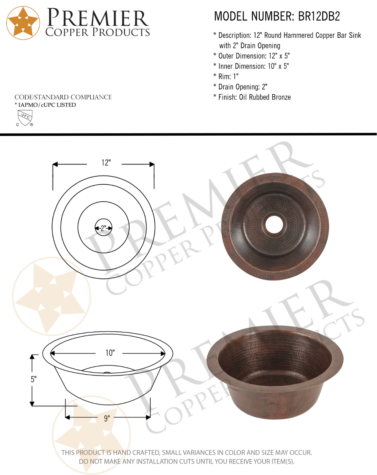 Premier Copper Products IER1921 Specifications - ManualMachine.com
