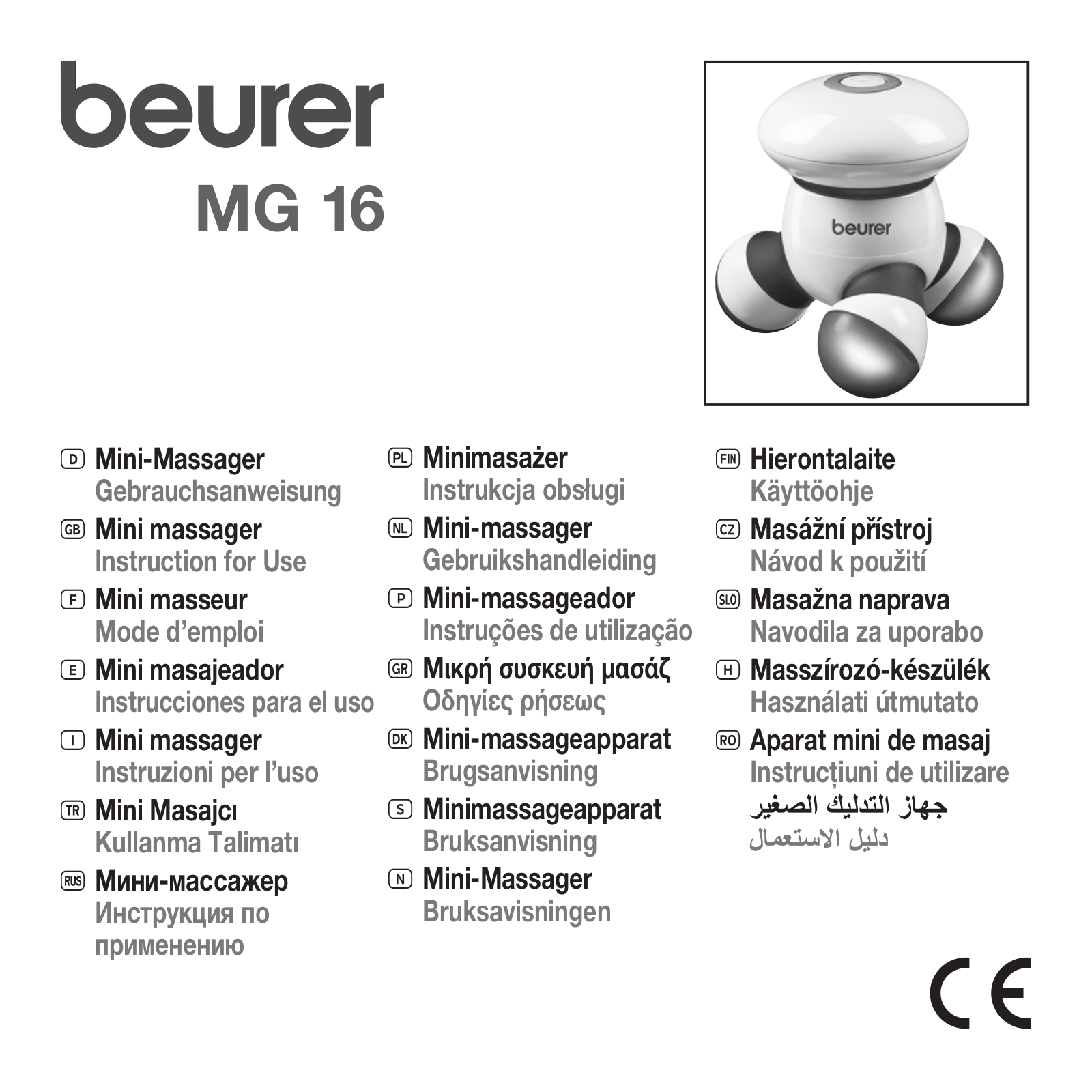 Beurer MG16 operation manual