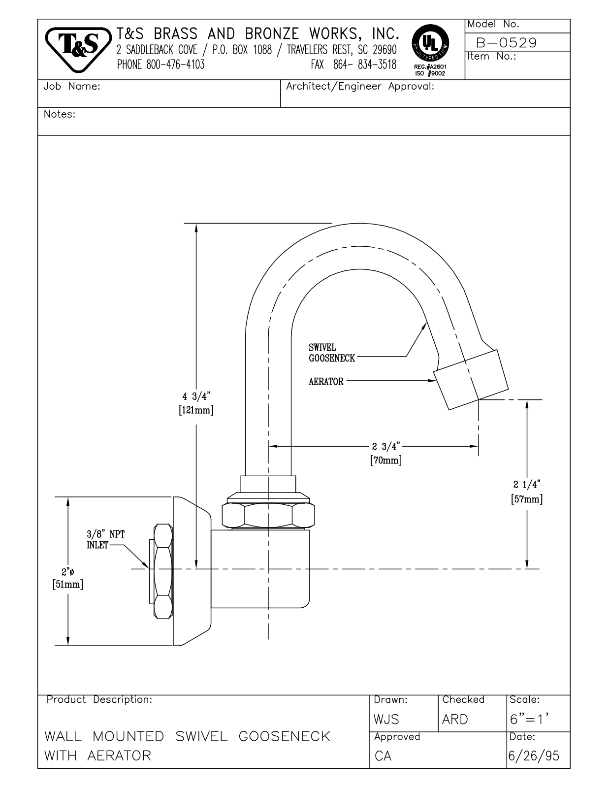 T&S Brass Manuals B-0529 User Manual