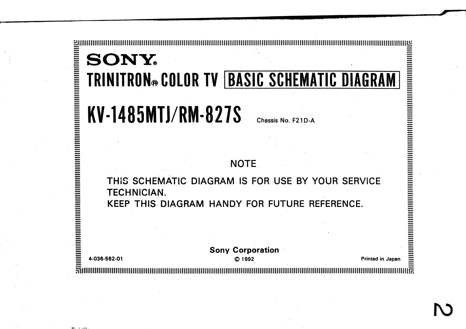 SONY KV21RS20 Service Manual