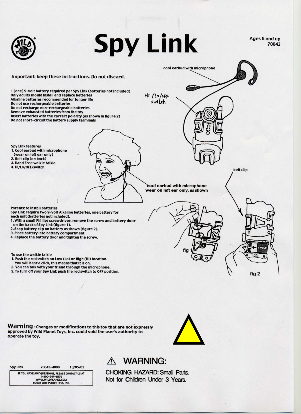 Wild Planet Entertainment SPYLINK70043 Users Manual