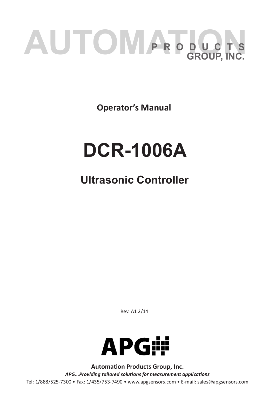 APG DCR-1006A User Manual