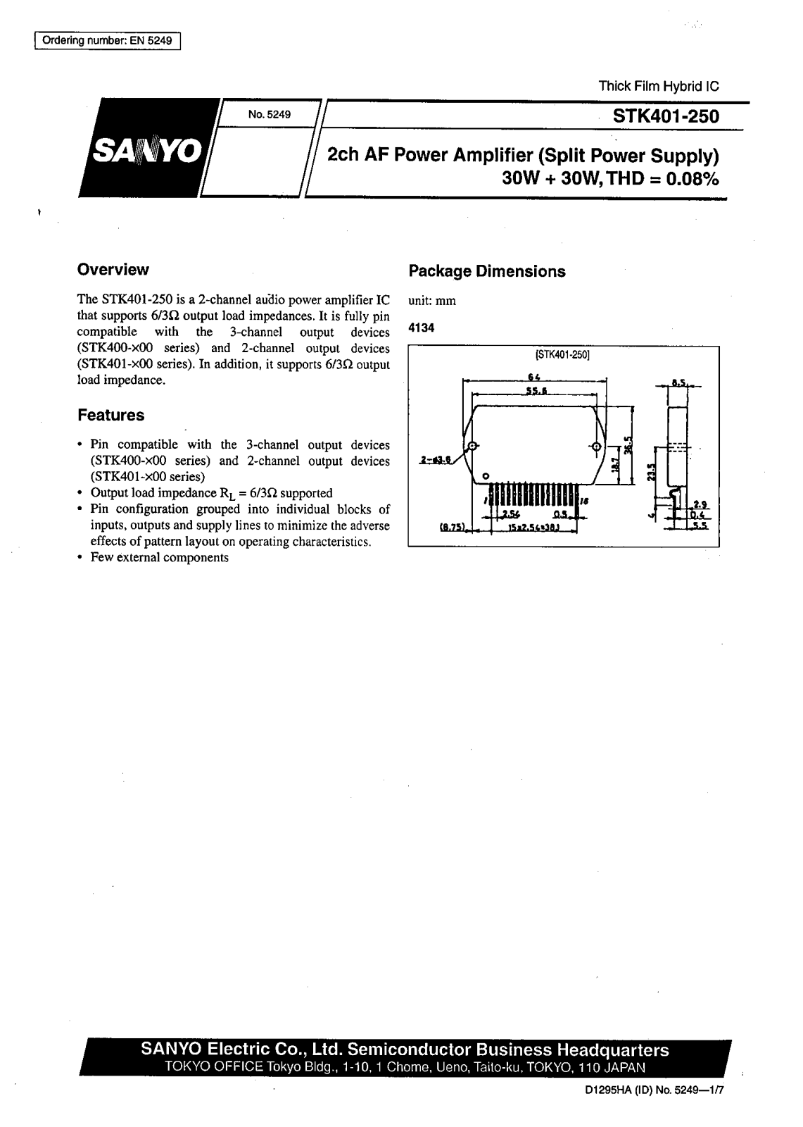 SANYO STK401-250 Datasheet