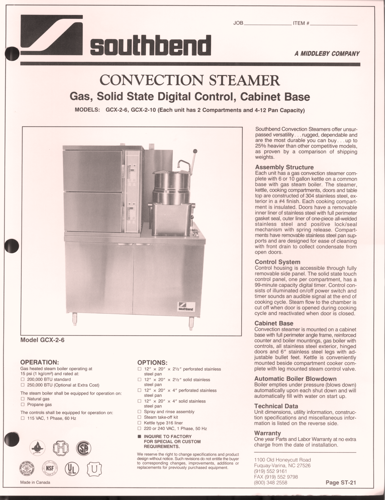 Southbend GCX-2-6, GCX-2-10 User Manual