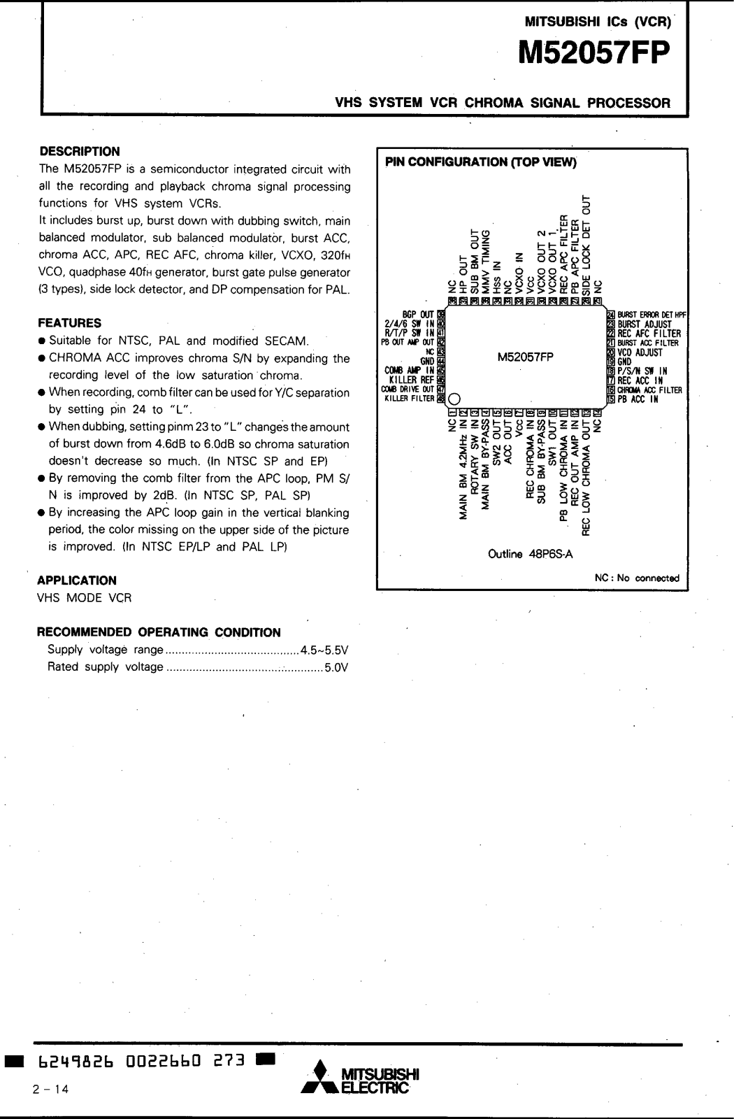 Mitsubishi M52057FP Datasheet