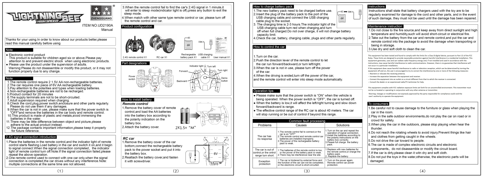 ZHENGGUANG PLASTIC TOY UD2190A User Manual