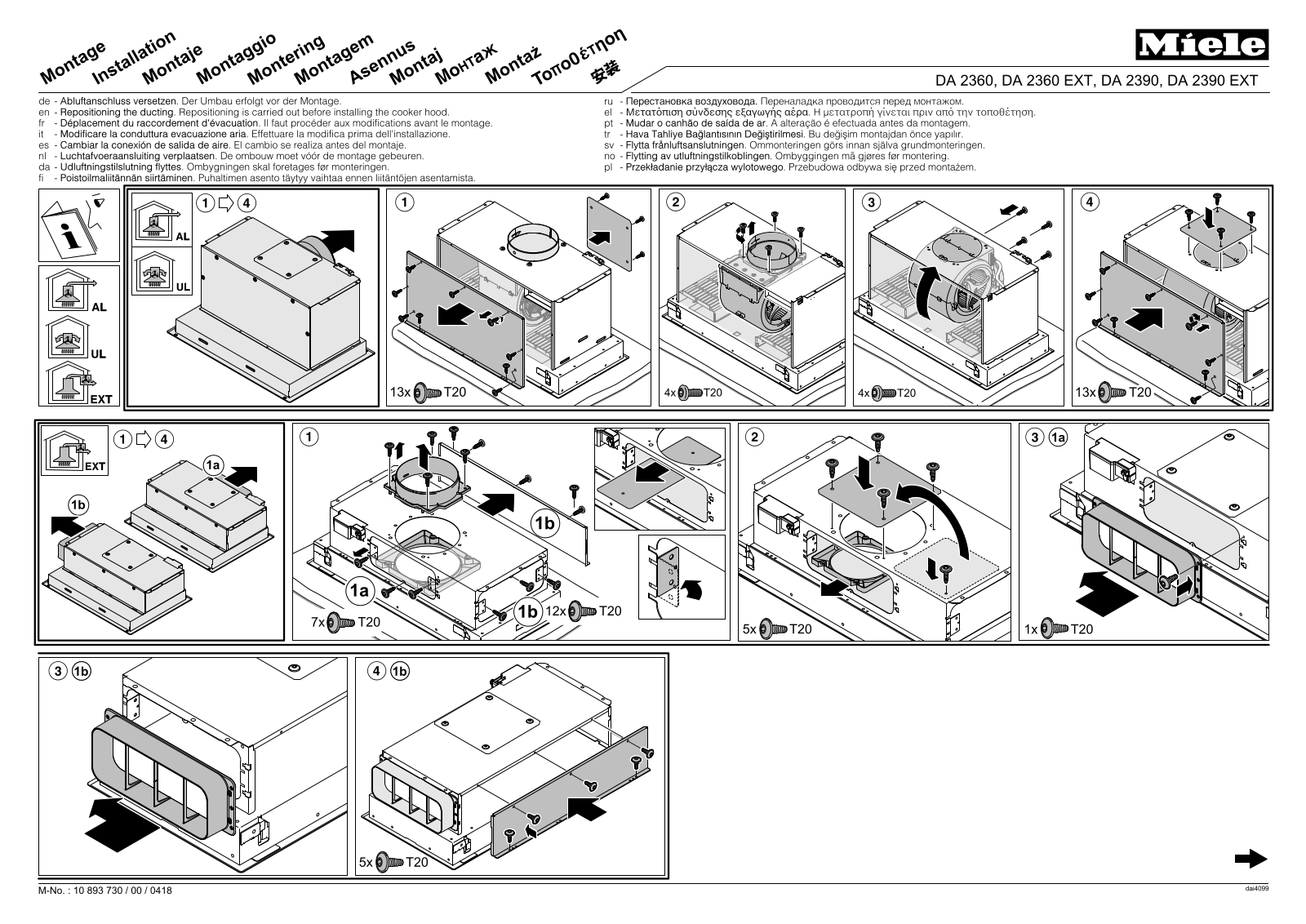 Miele DA 2360, DA 2360 EXT, DA 2390, DA 2390 EXT Montageplan