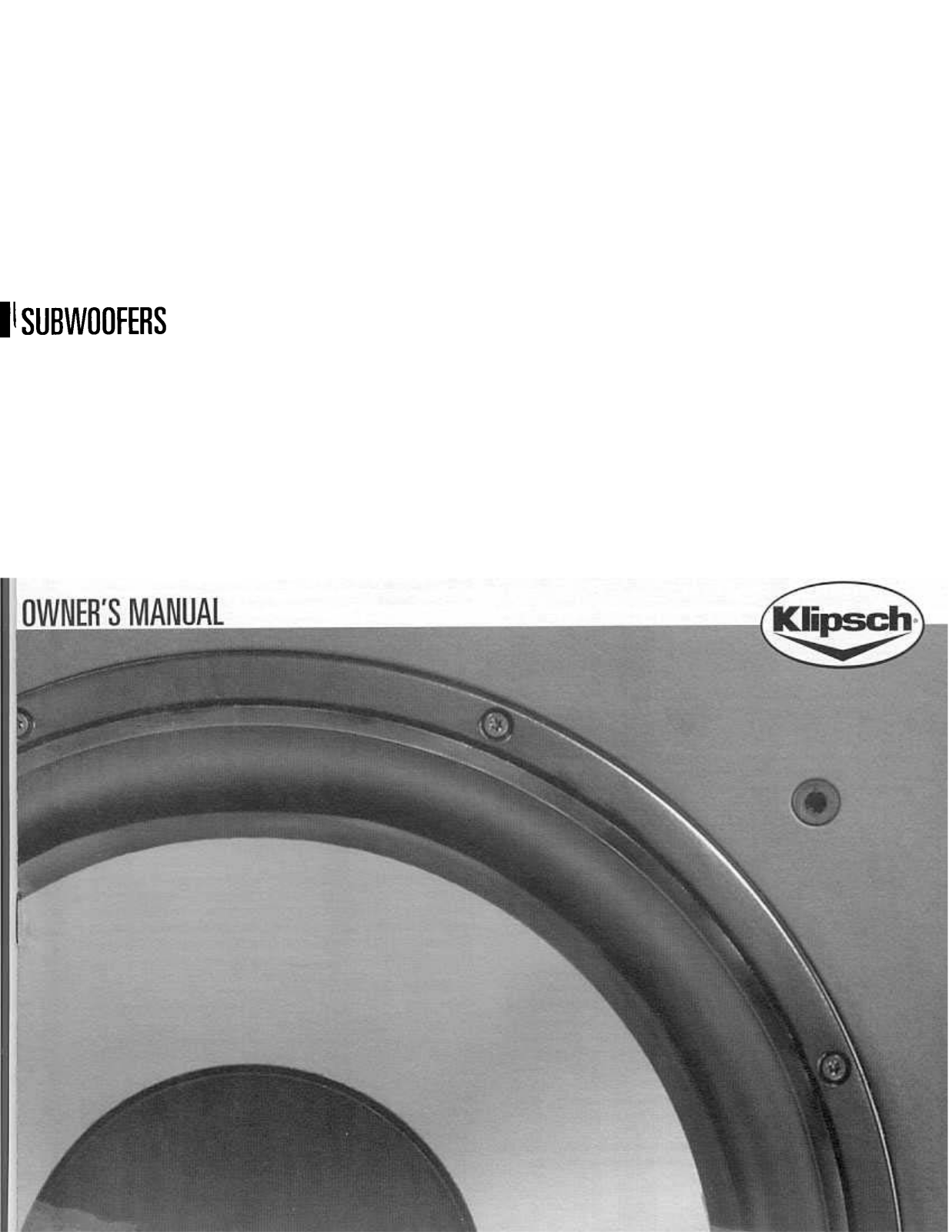 Klipsch RSW-15 Owners manual