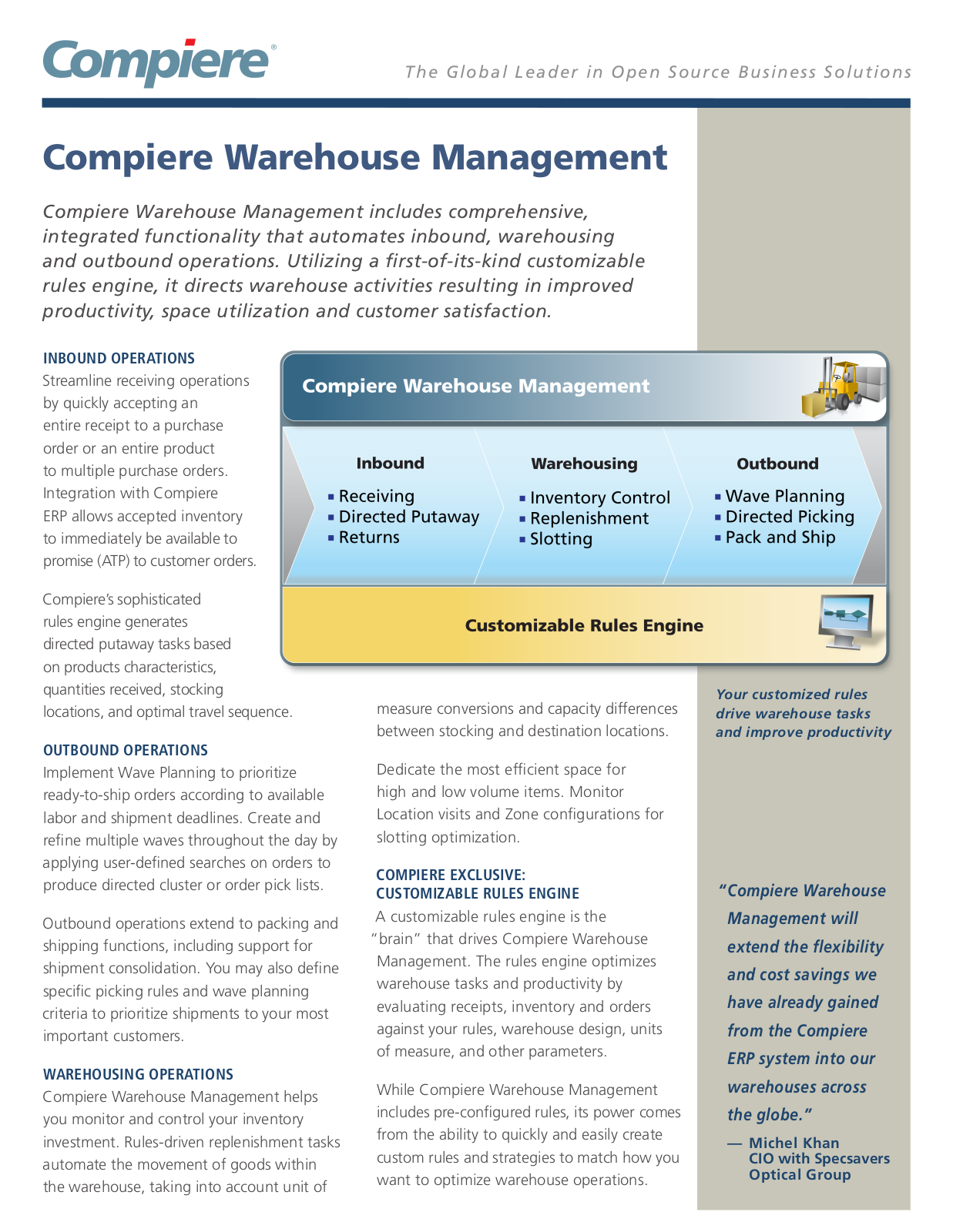 Compiere Warehouse Management DATASHEET