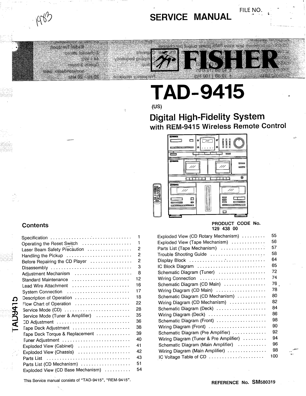 Fisher TAD-9415 Service manual
