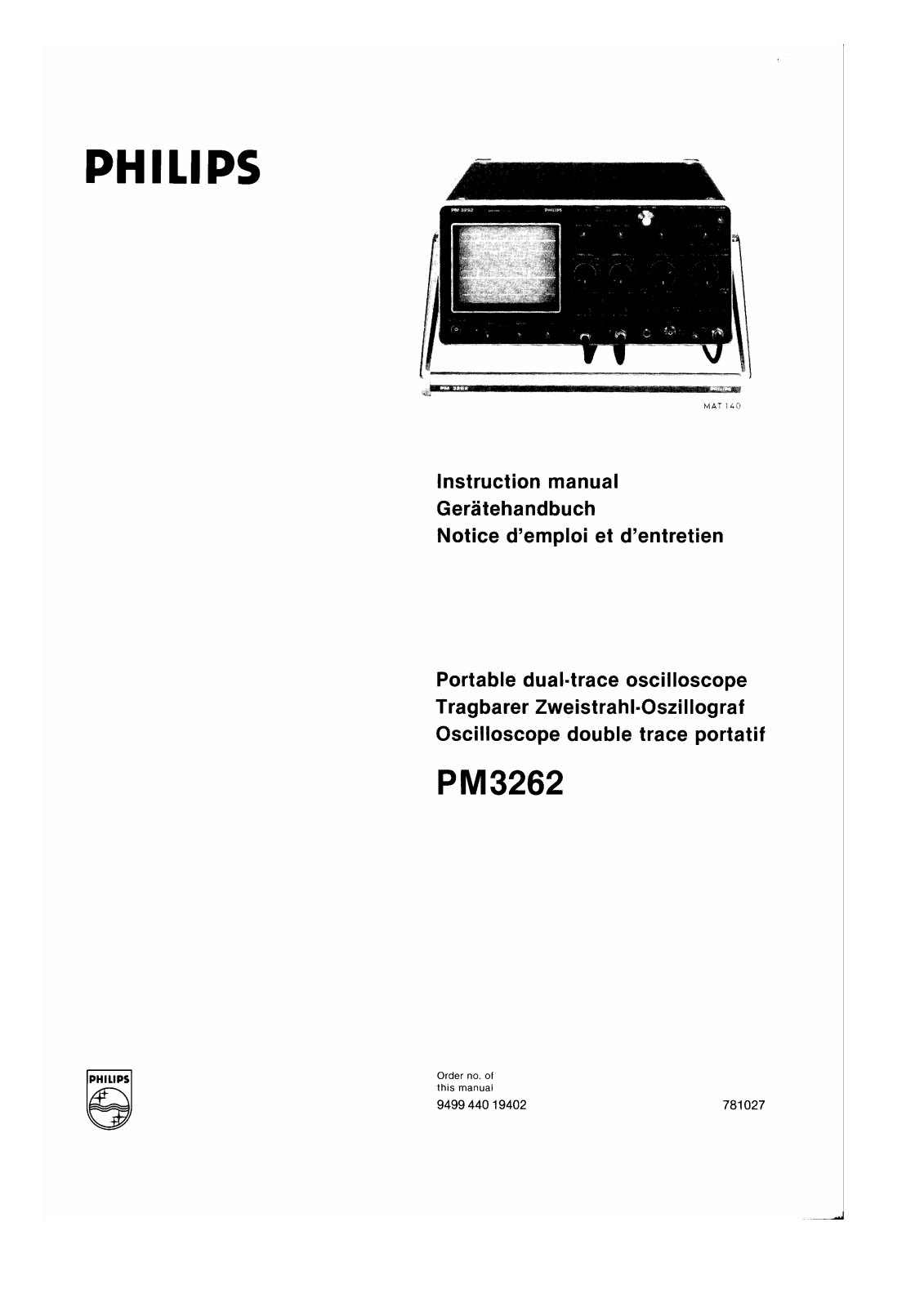 Philips PM3262 Service manual