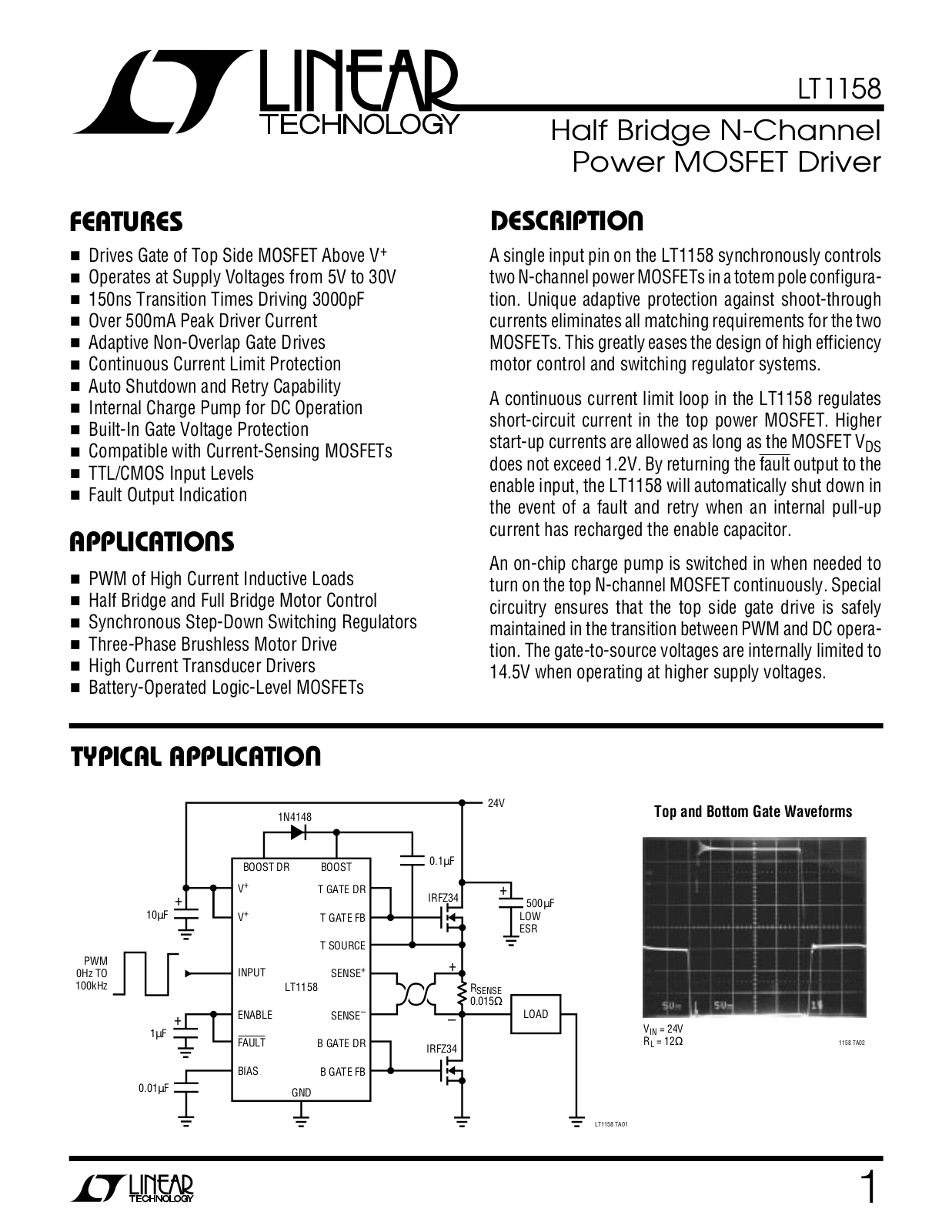 Linear Technology LT1158 Datasheet