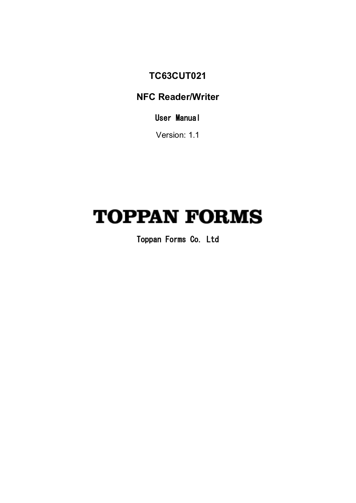 Toppan Forms TC63CUT021 User Manual