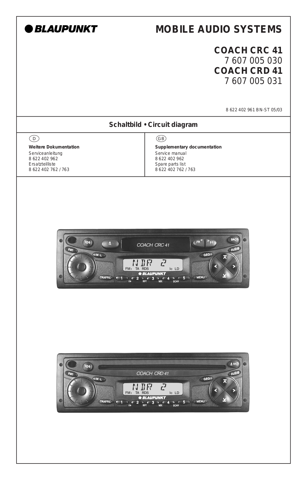 BLAUPUNKT 7607005030 SB Service Manual