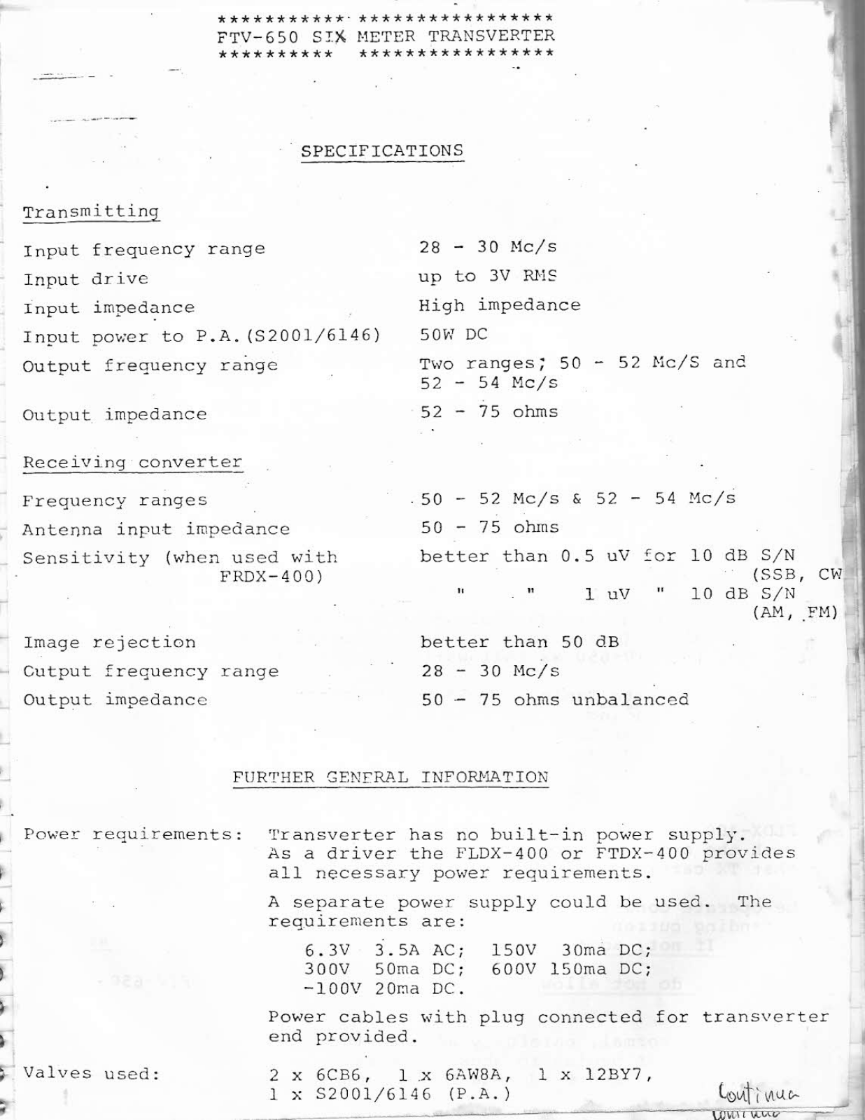 Yaesu FTV-650 User guide - ManualMachine.com