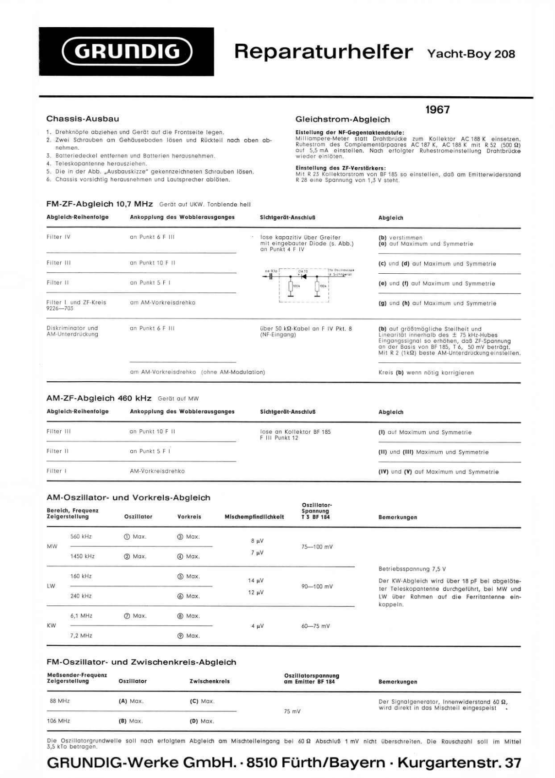 Grundig Yacht-Boy-208 Service Manual