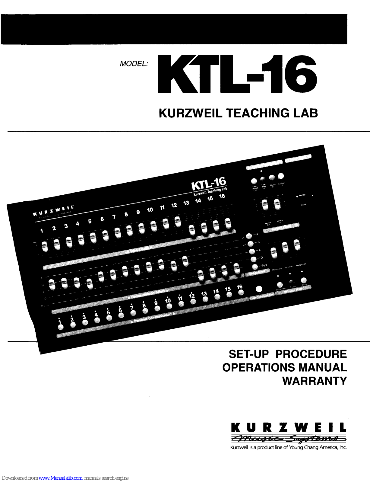 Kurzweil KTL-16, Teaching Lab KTL-16 Setup And Operation Manual