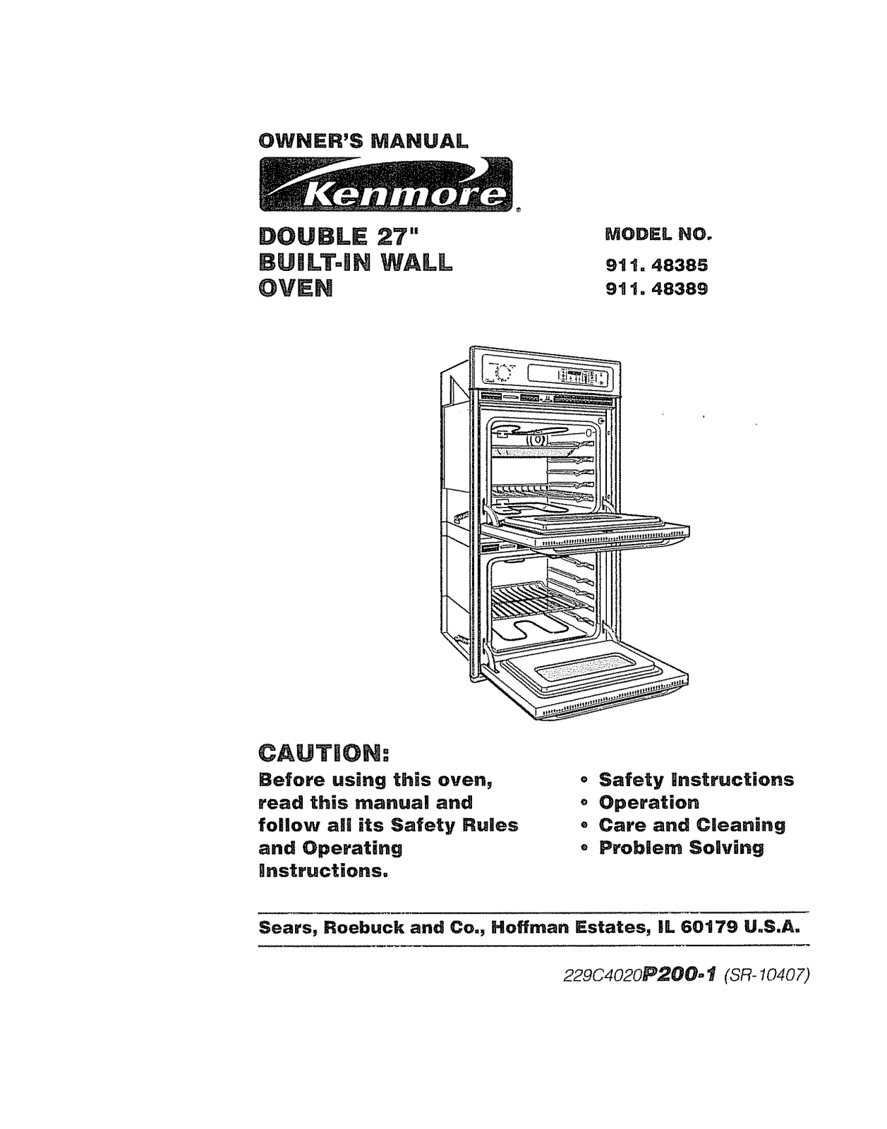 Kenmore 91148385890, 91148389890 Owner’s Manual