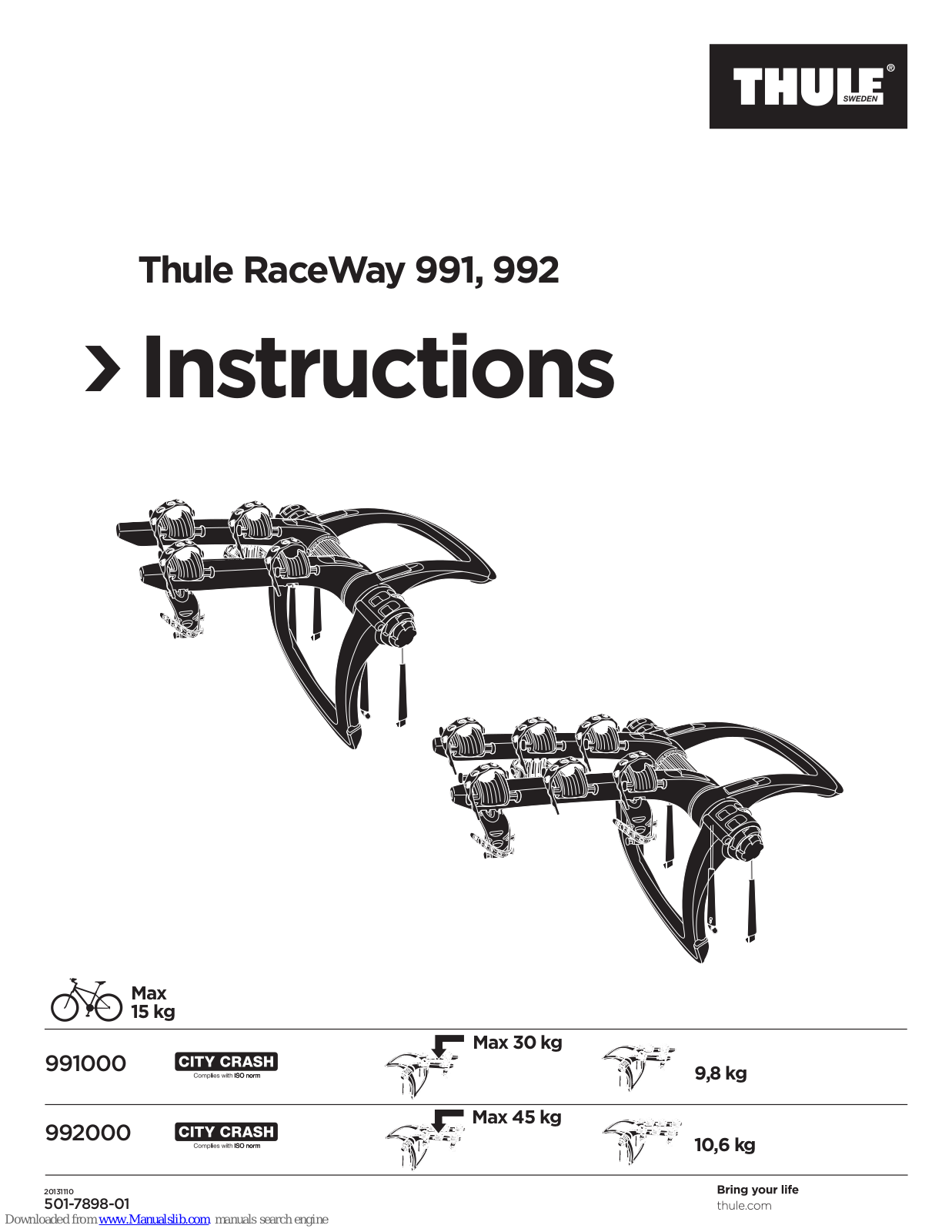 Thule RaceWay 991, RaceWay 992 Instructions Manual