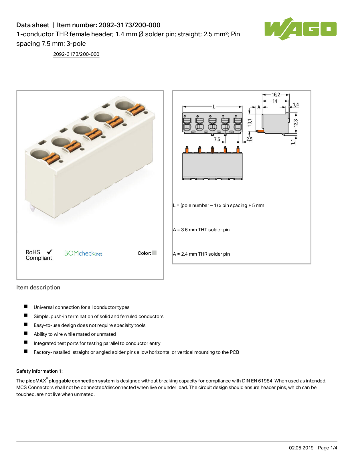 Wago 2092-3173/200-000 Data Sheet