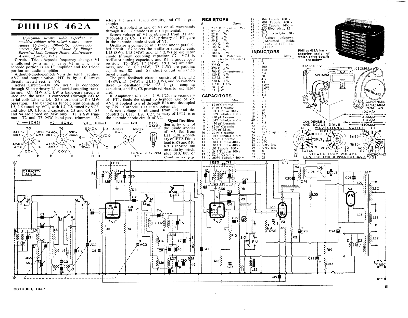 Philips 462-A Schematic