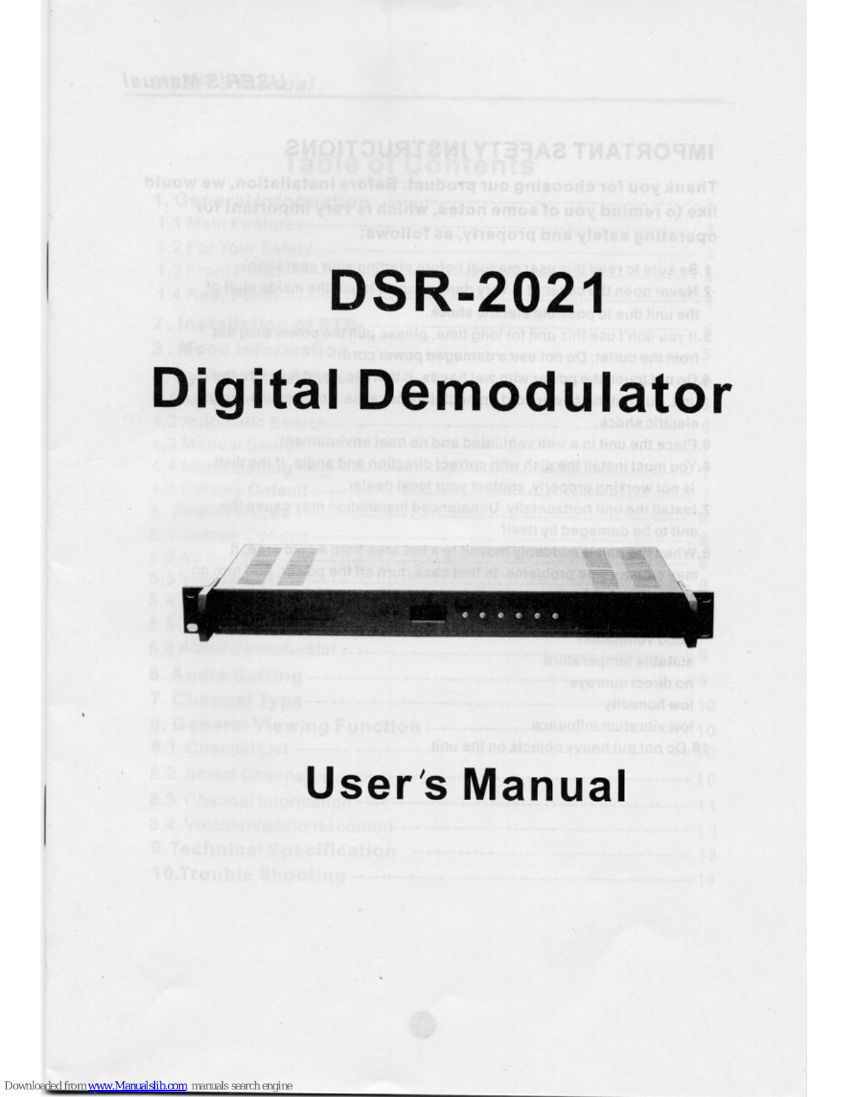 Mondo Plast DSR-2021 User Manual