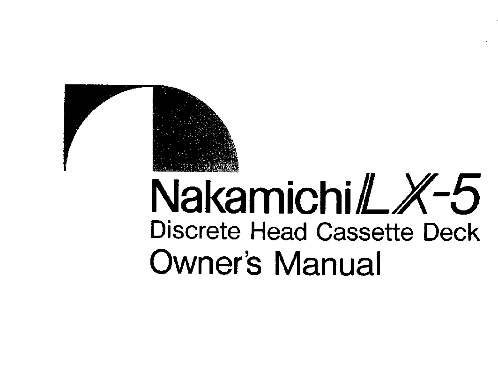 Nakamichi LX-5 Owners manual