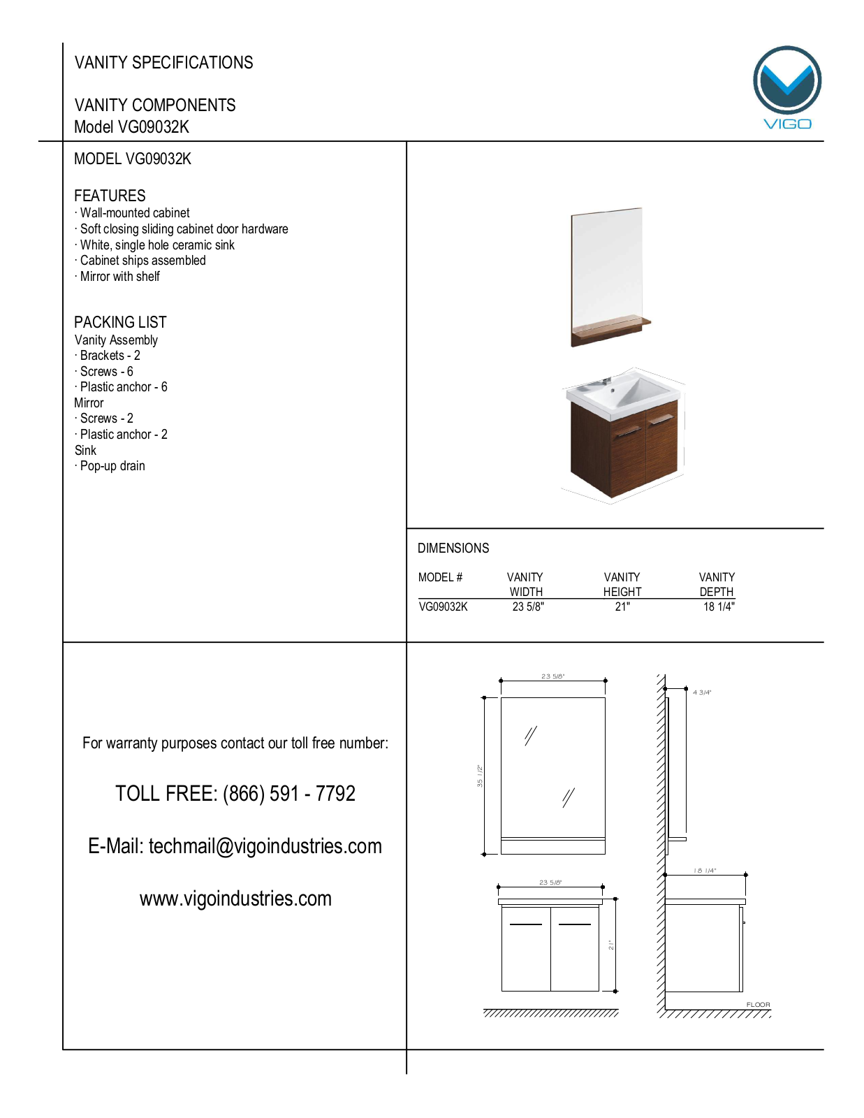 Vigo VG09032K User Manual