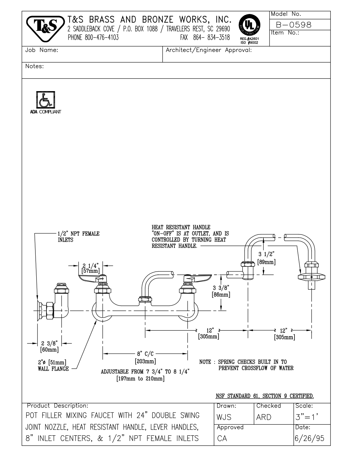 T & S Brass & Bronze Works B-0598 General Manual