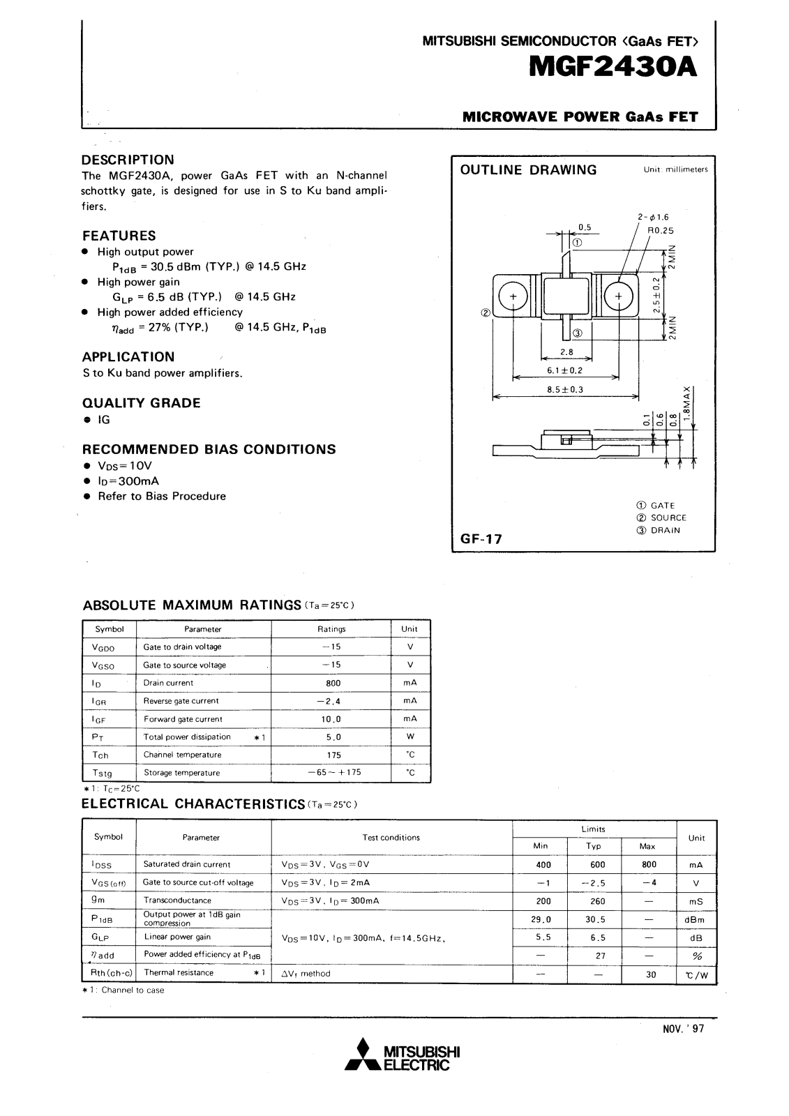 Mitsubishi MGF2430A Datasheet