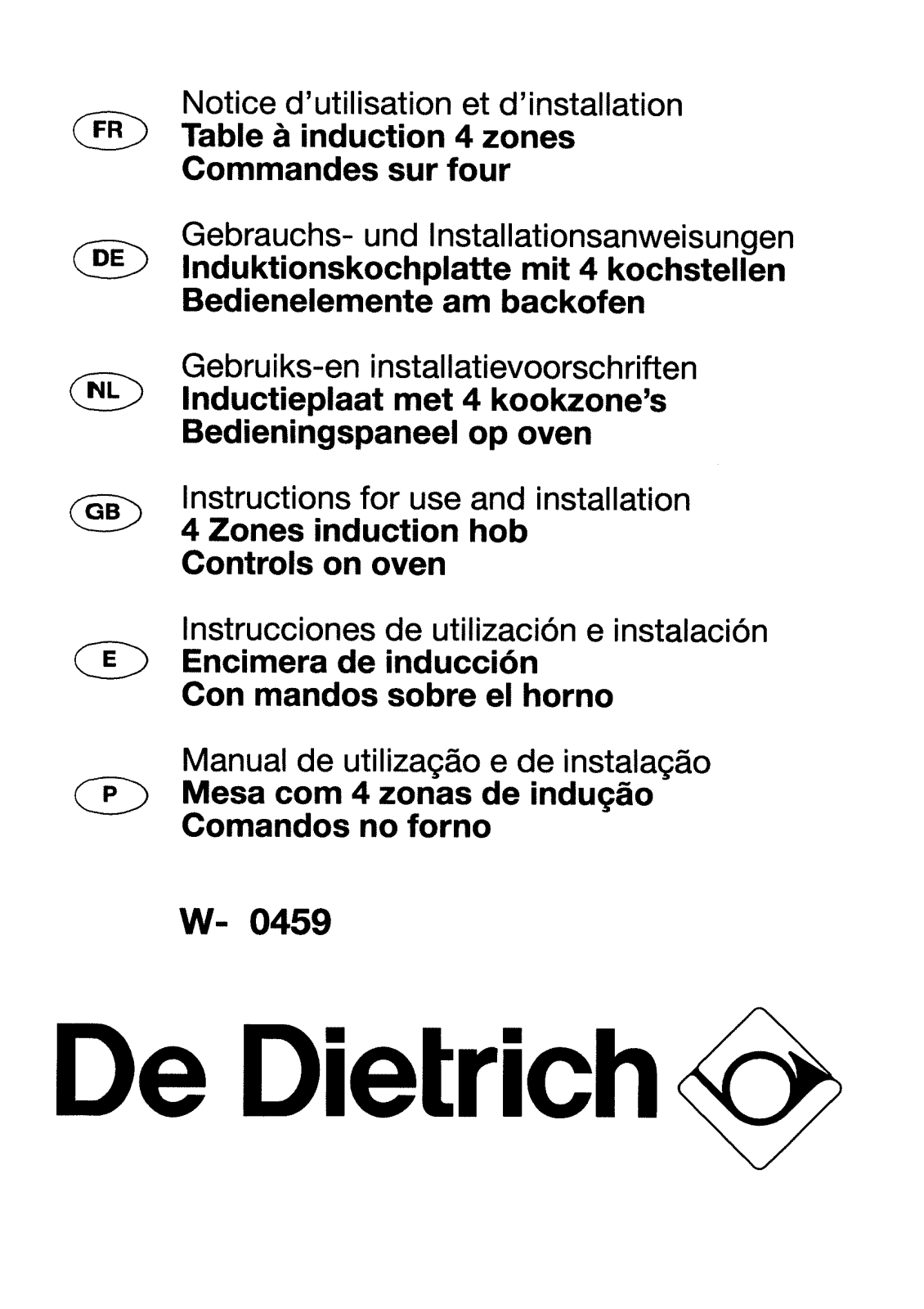 De dietrich WM0459 User Manual