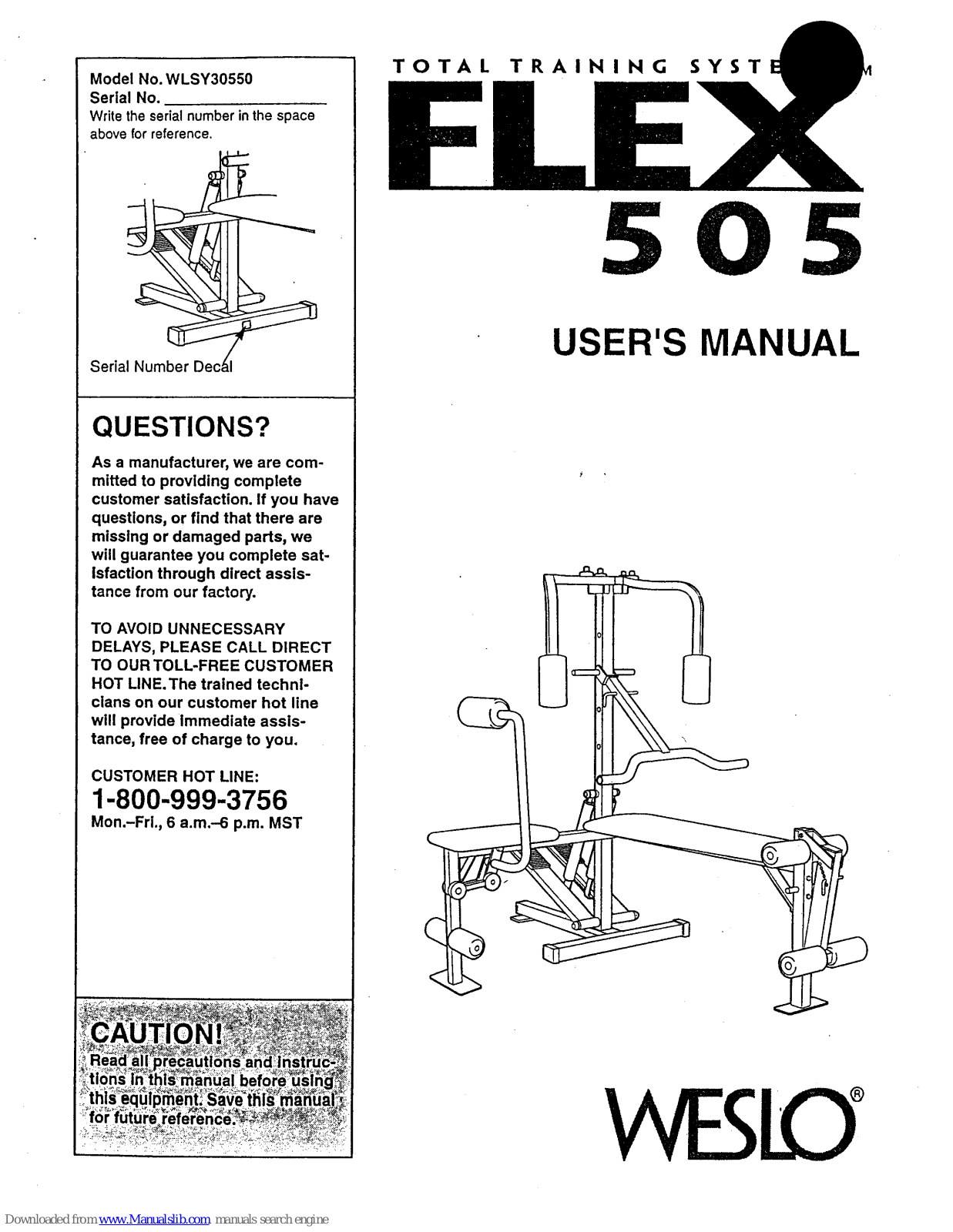 Weslo Flex 505 User Manual