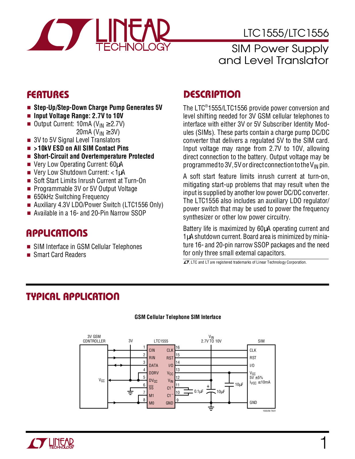 Linear Technology LTC1556, LTC1555 Datasheet