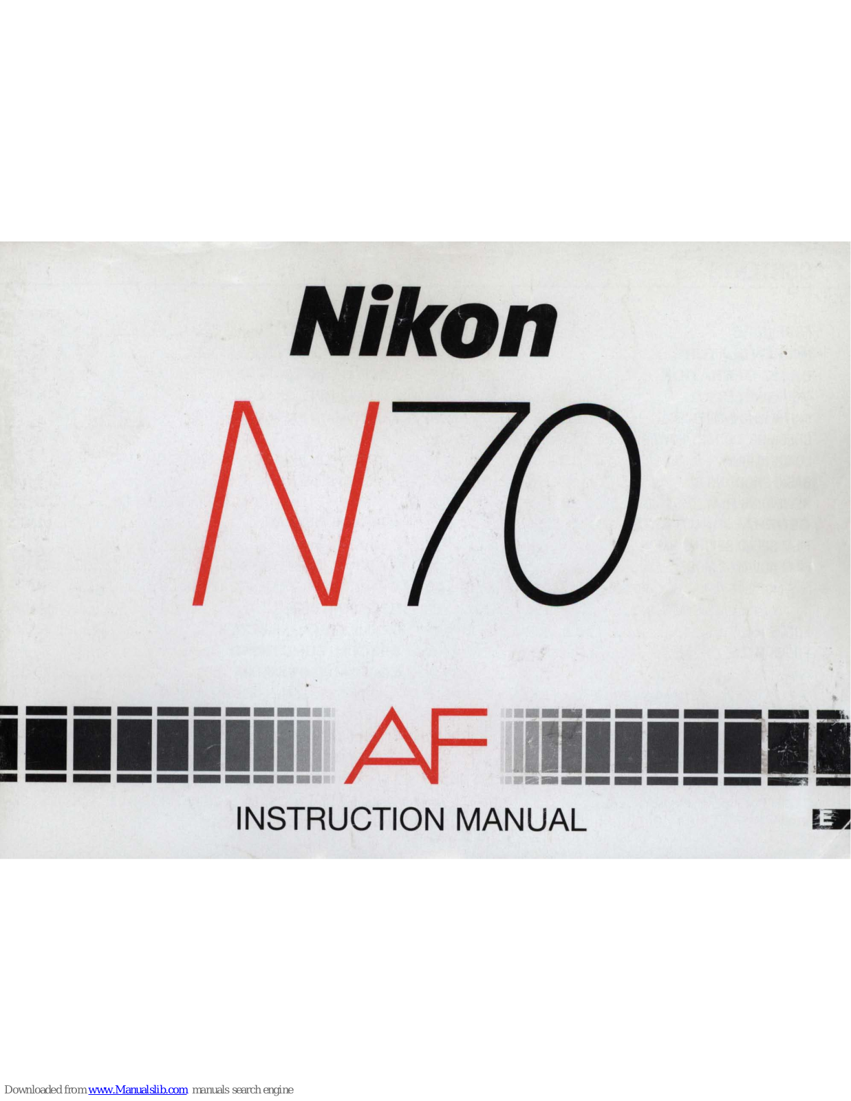 Nikon N70 SLR, N70 Instruction Manual