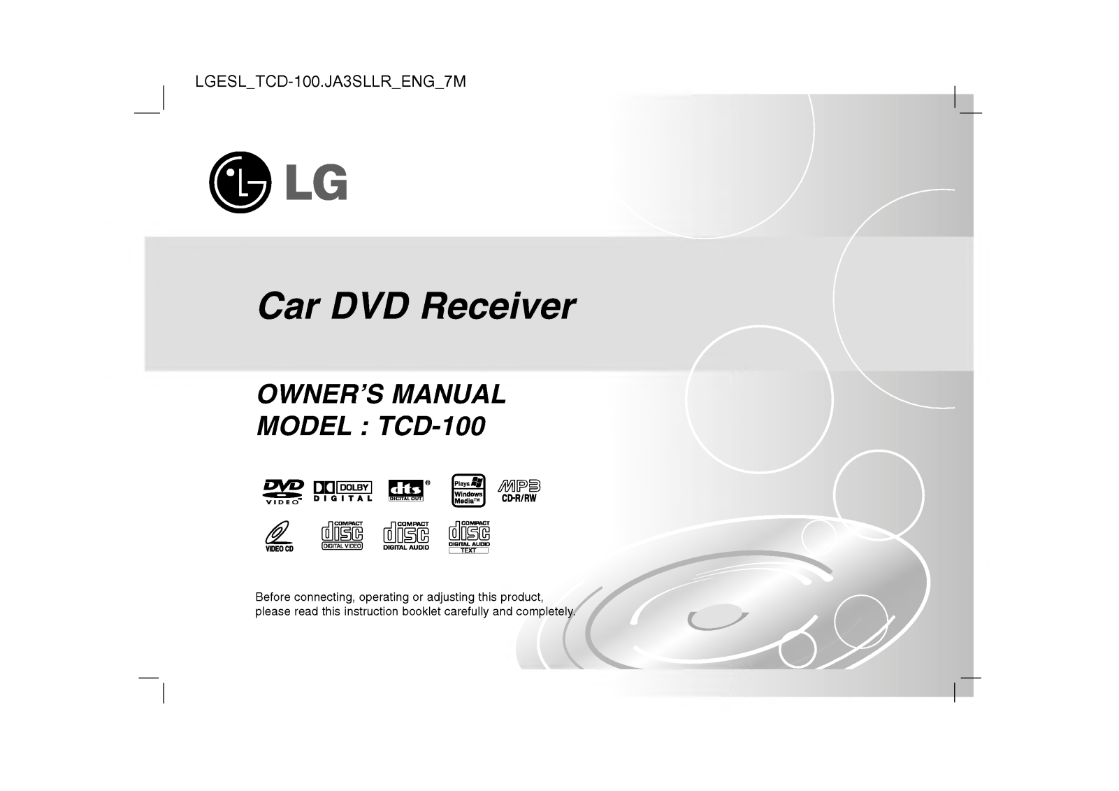 LG TCD-100 User Manual