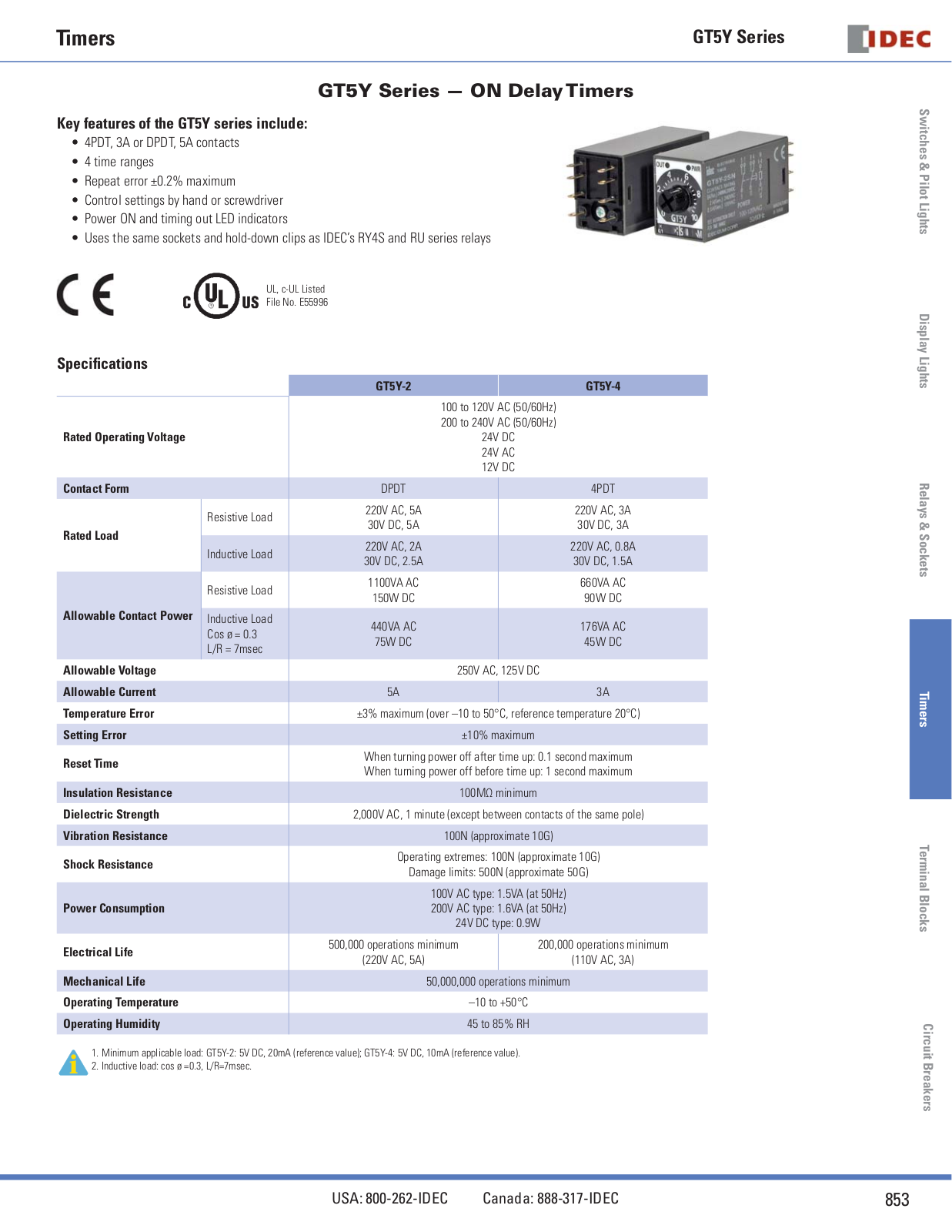 IDEC GT5Y Series Data Sheet