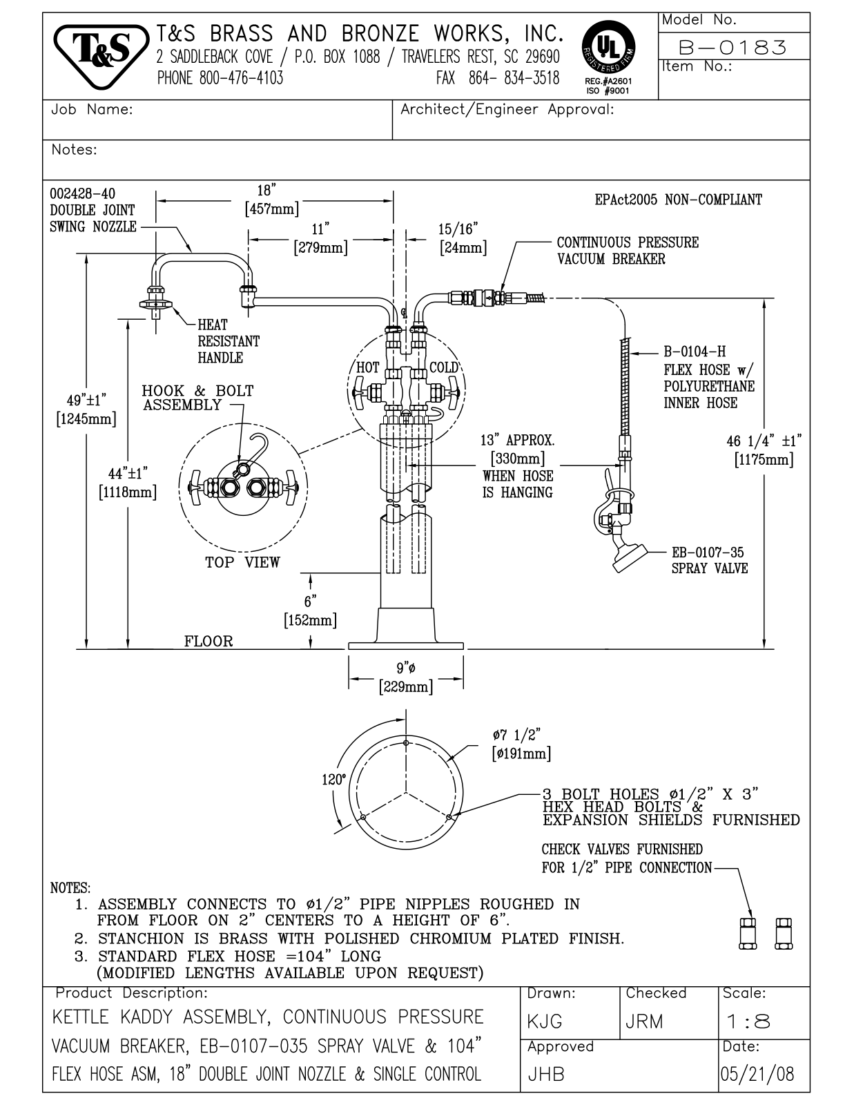 T & S Brass & Bronze Works B-0183 General Manual