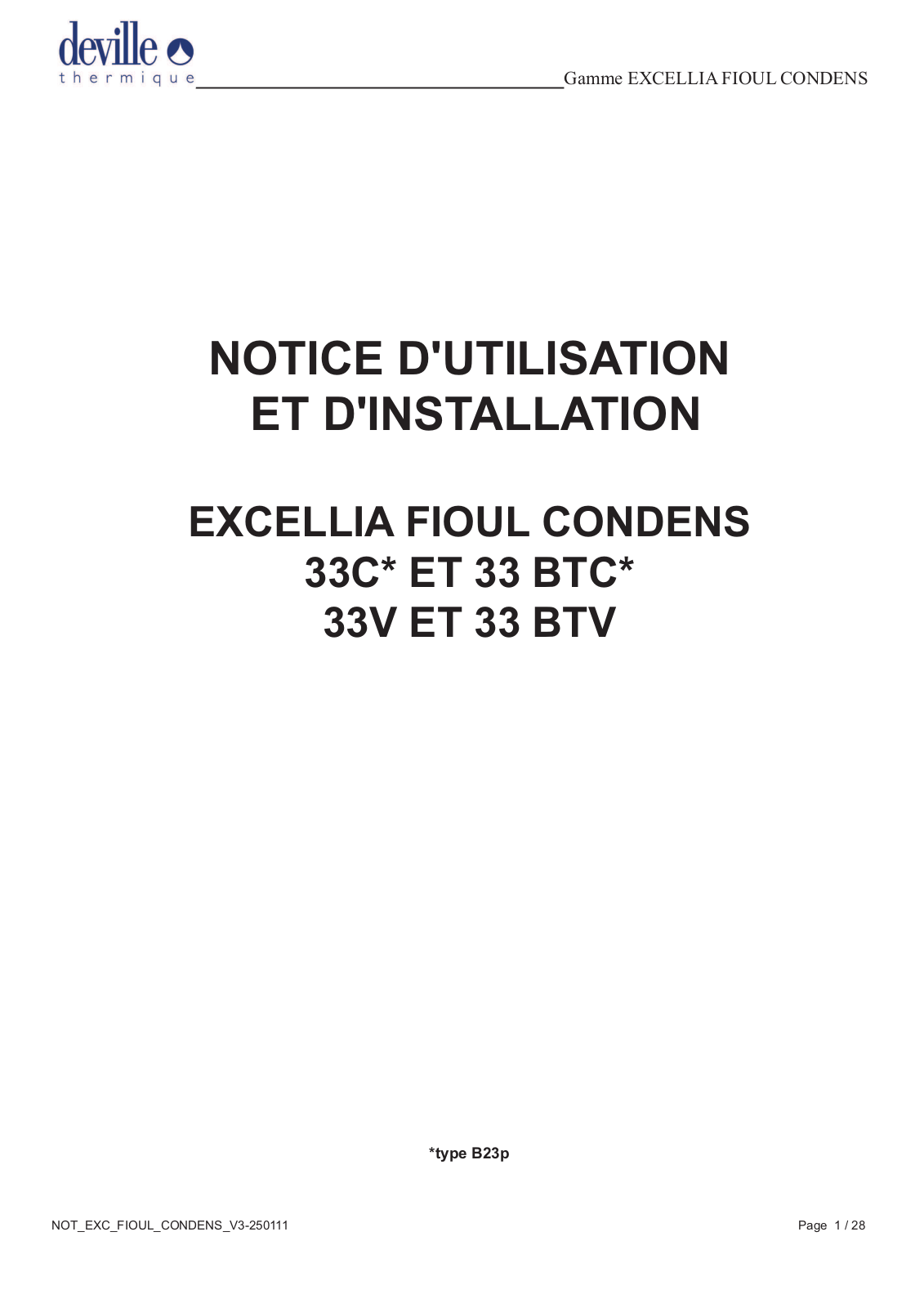 DEVILLE 33V ET, 33 BTV User Manual