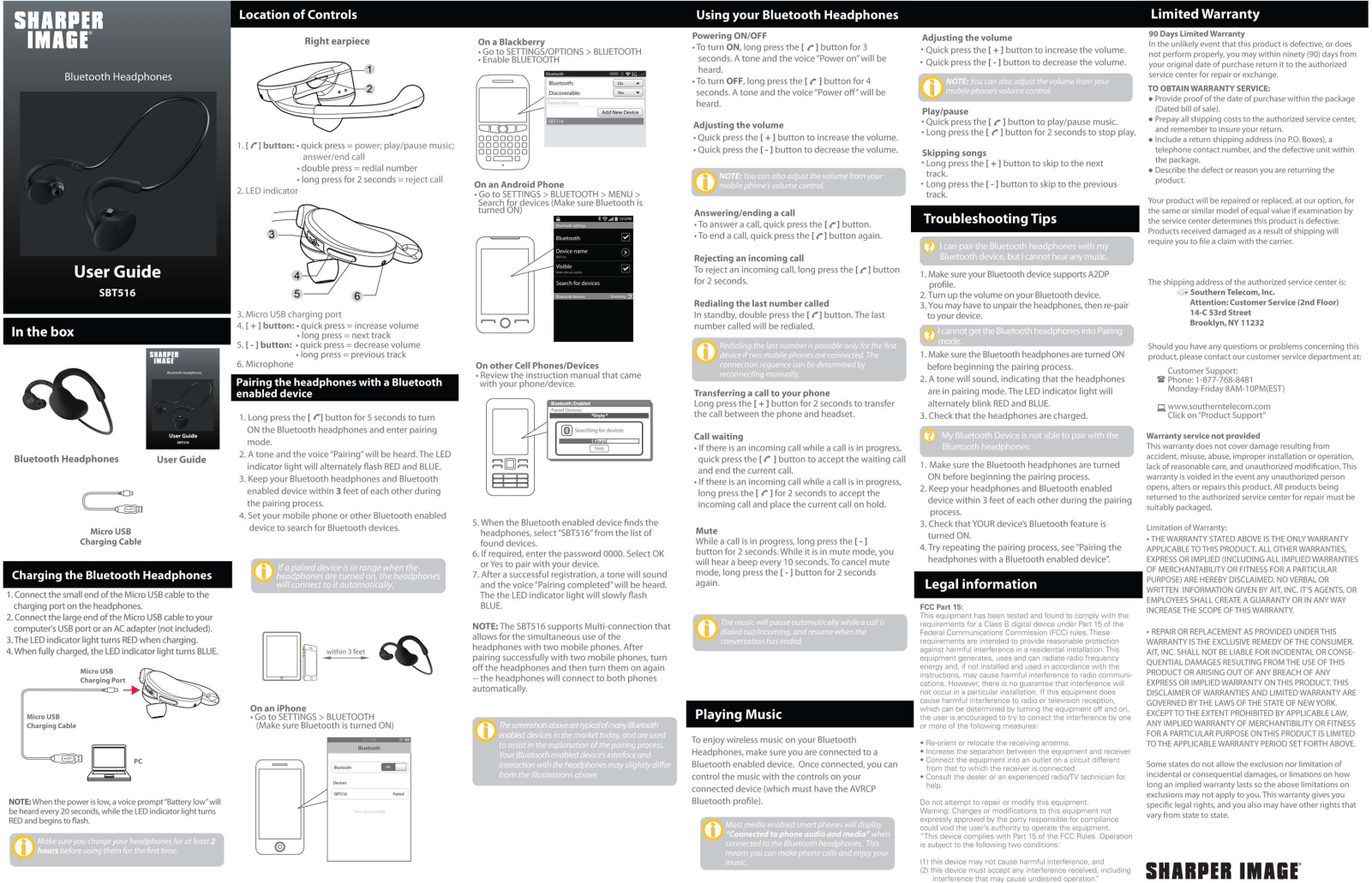 Sharper image SBT516 User Manual