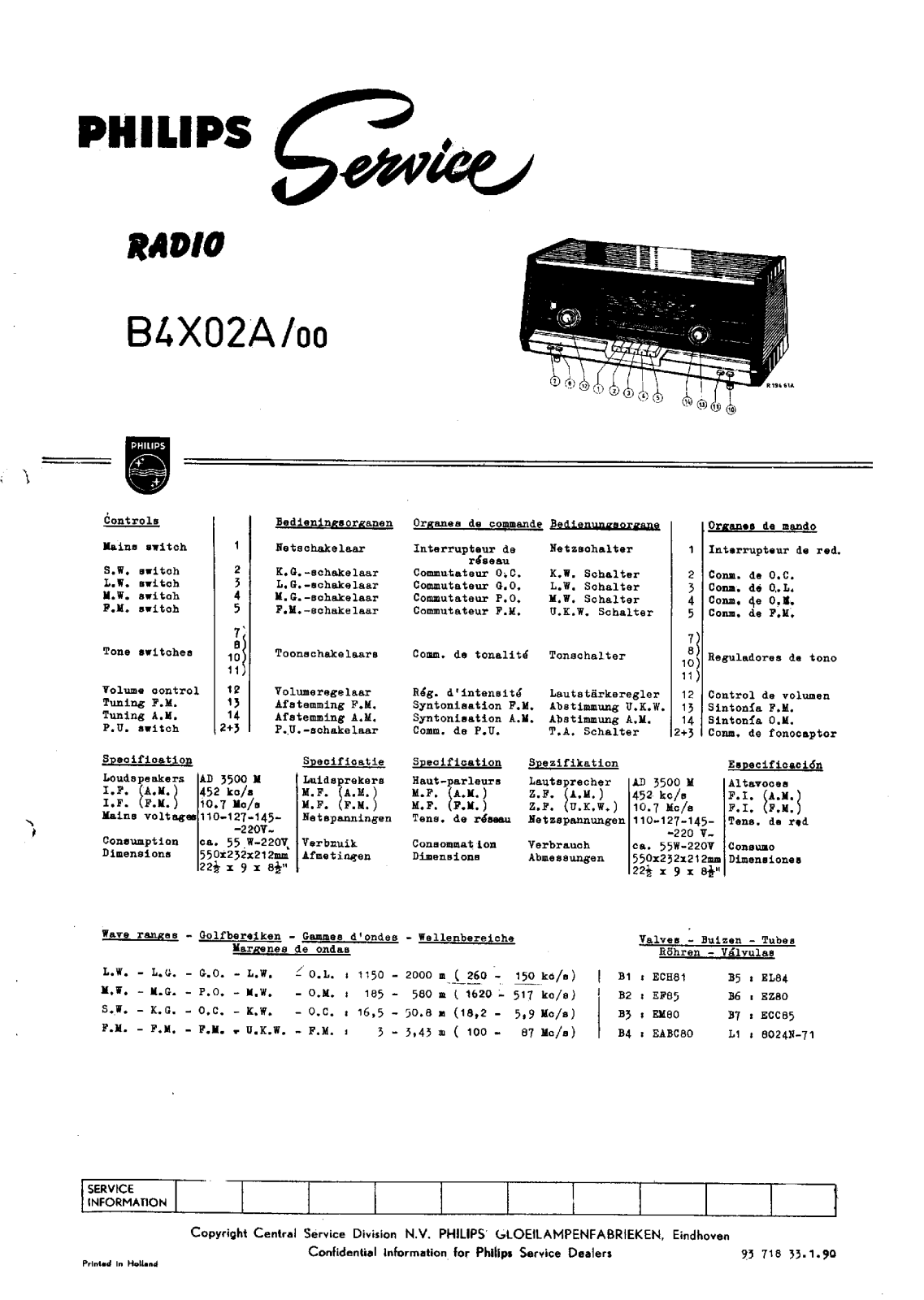 Philips B-4-X-02-A Service Manual