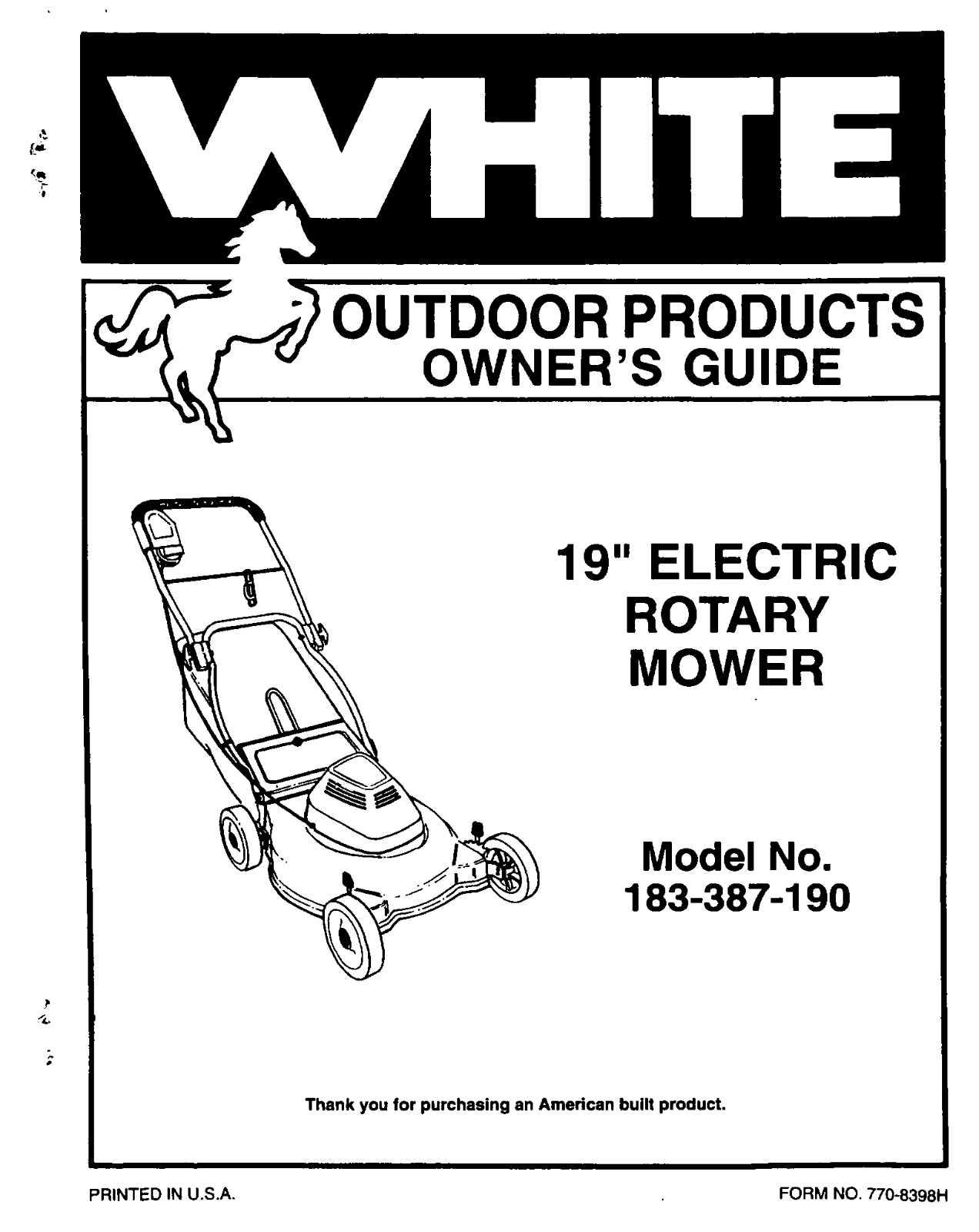 White 183-387-190 User Manual