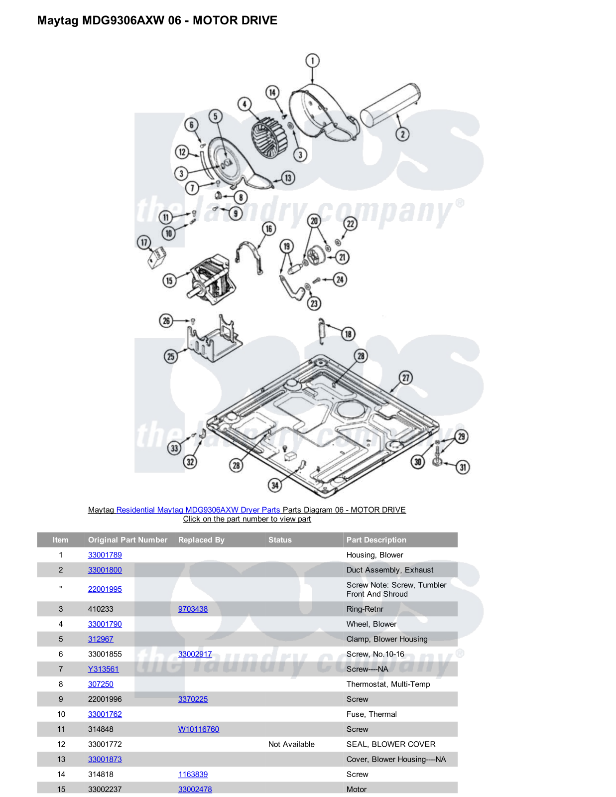 Maytag MDG9306AXW Parts Diagram