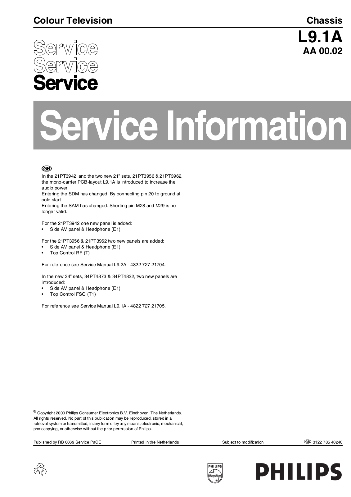 Philips L9.1A Service Manual